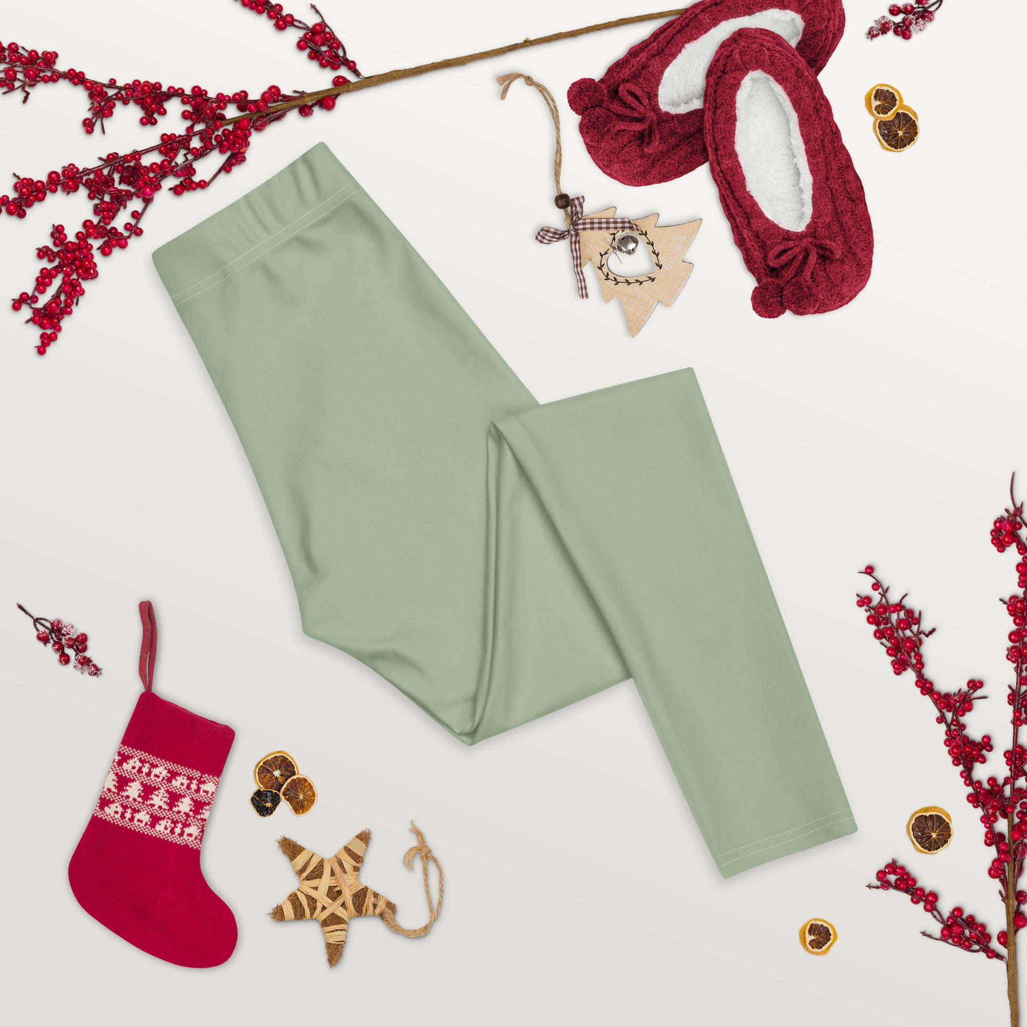 Solid Soft Sage Green Kids Leggings | GearBunch