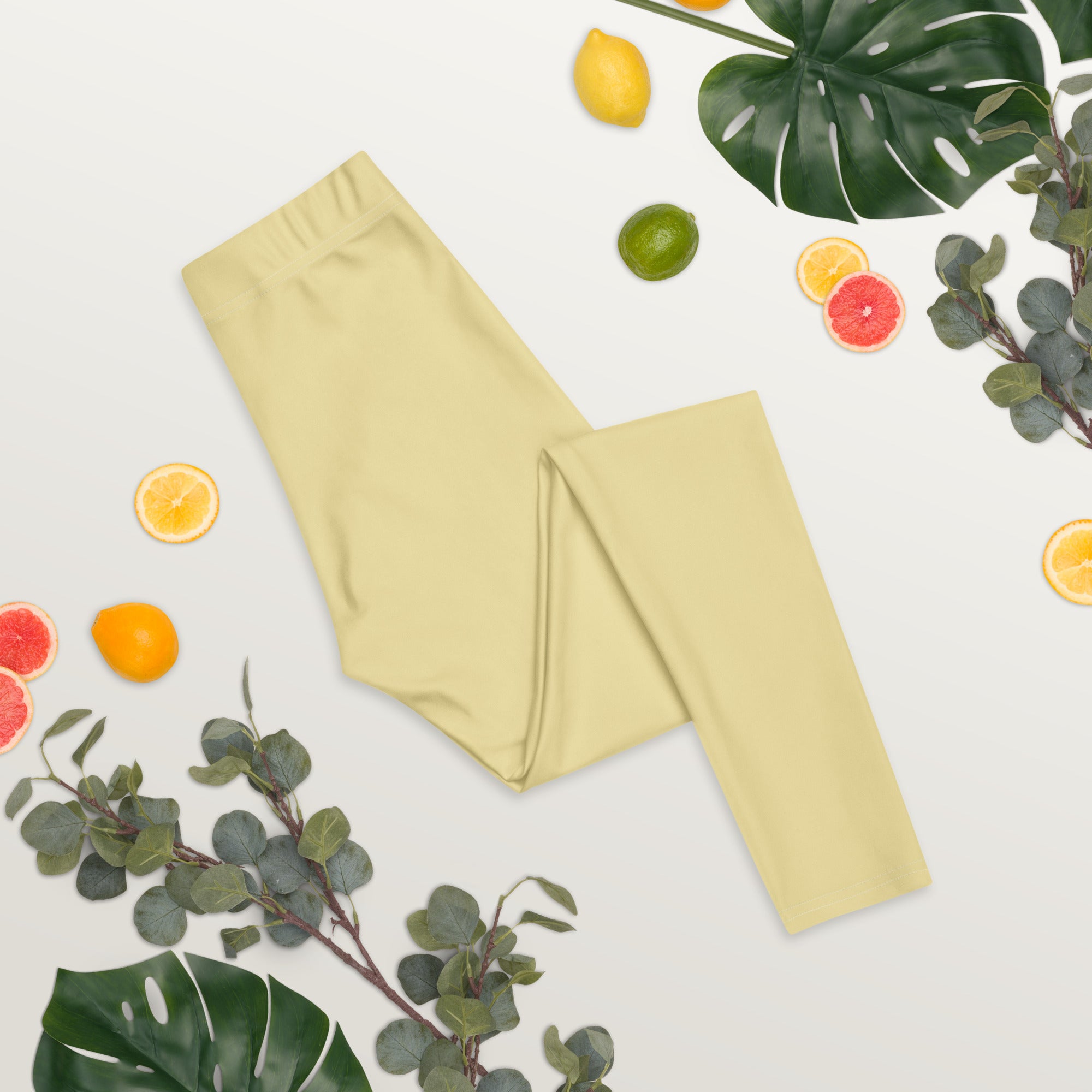 Solid Butter Yellow Kids Leggings | GearBunch