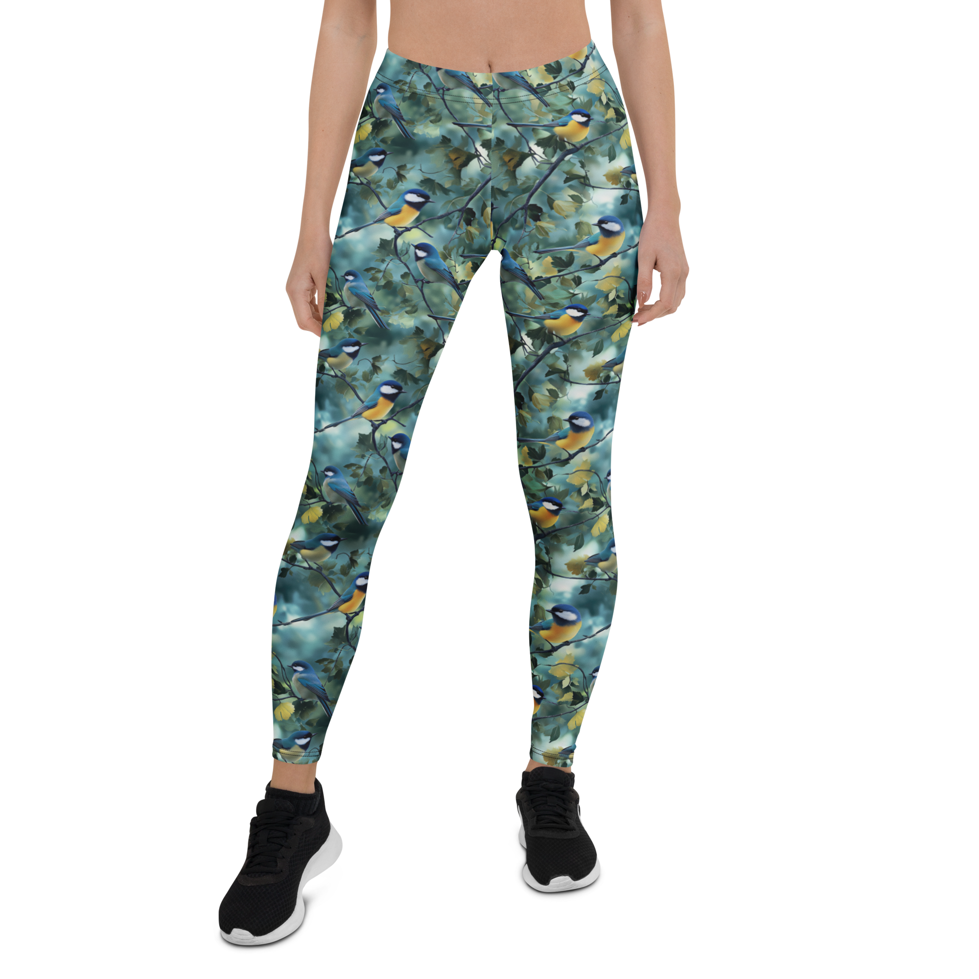 Blue Songbird Leggings Front View