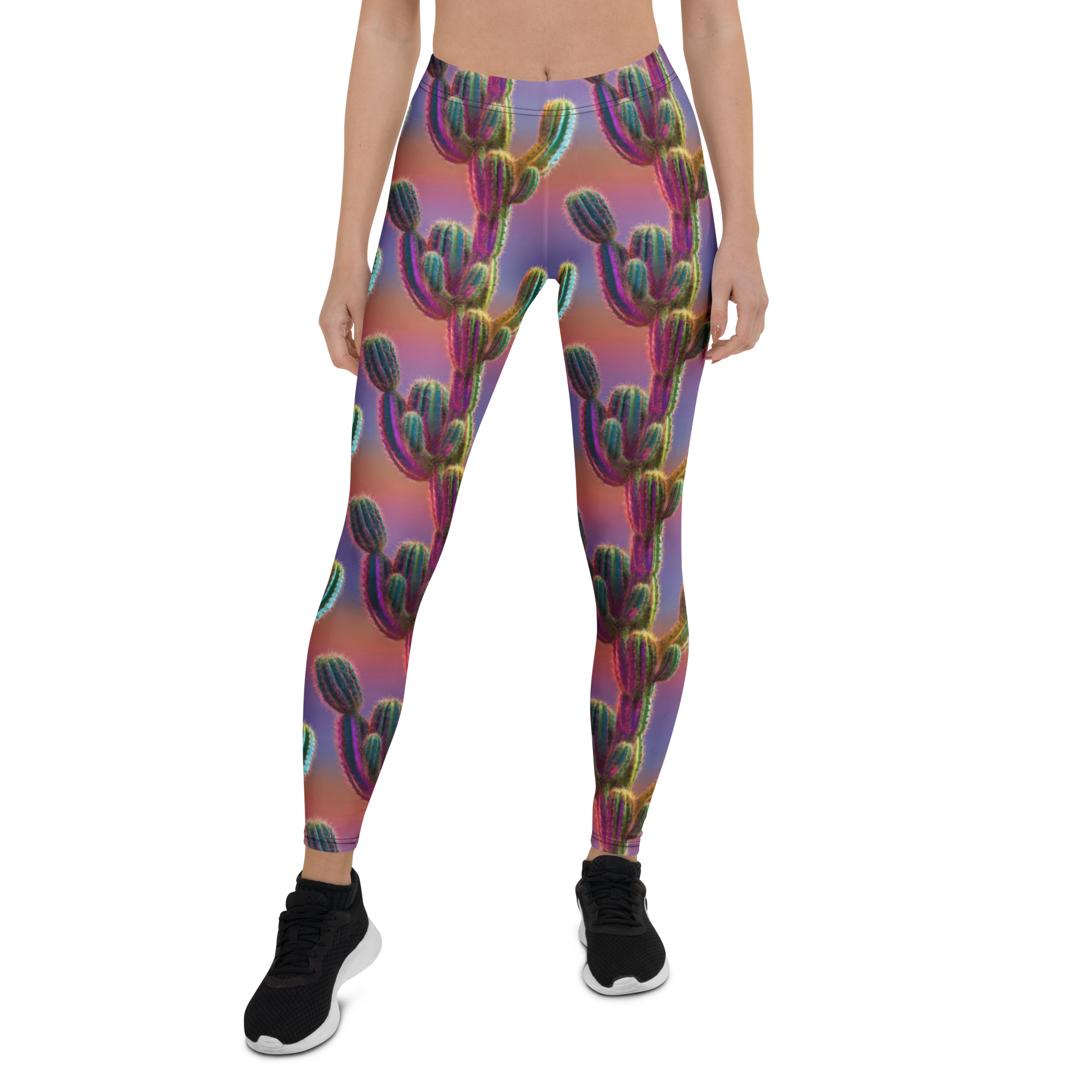 Neon Cactus Leggings Front View