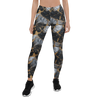 Black Gold Marble Leggings Front View