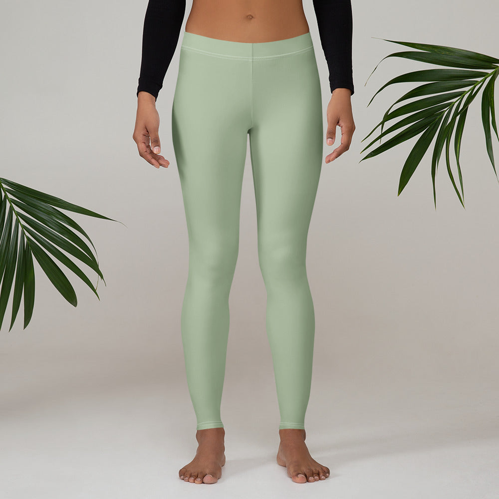 Solid Soft Sage Green Kids Leggings | GearBunch