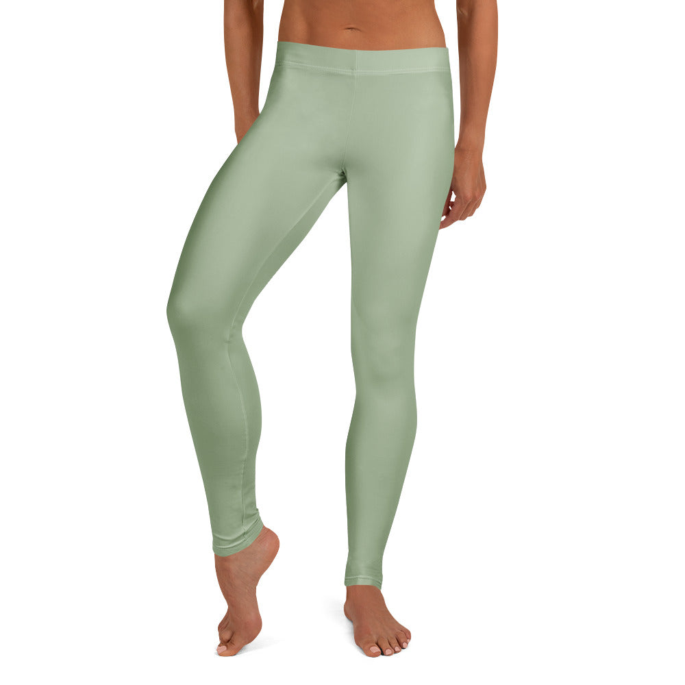 Solid Soft Sage Green Kids Leggings | GearBunch