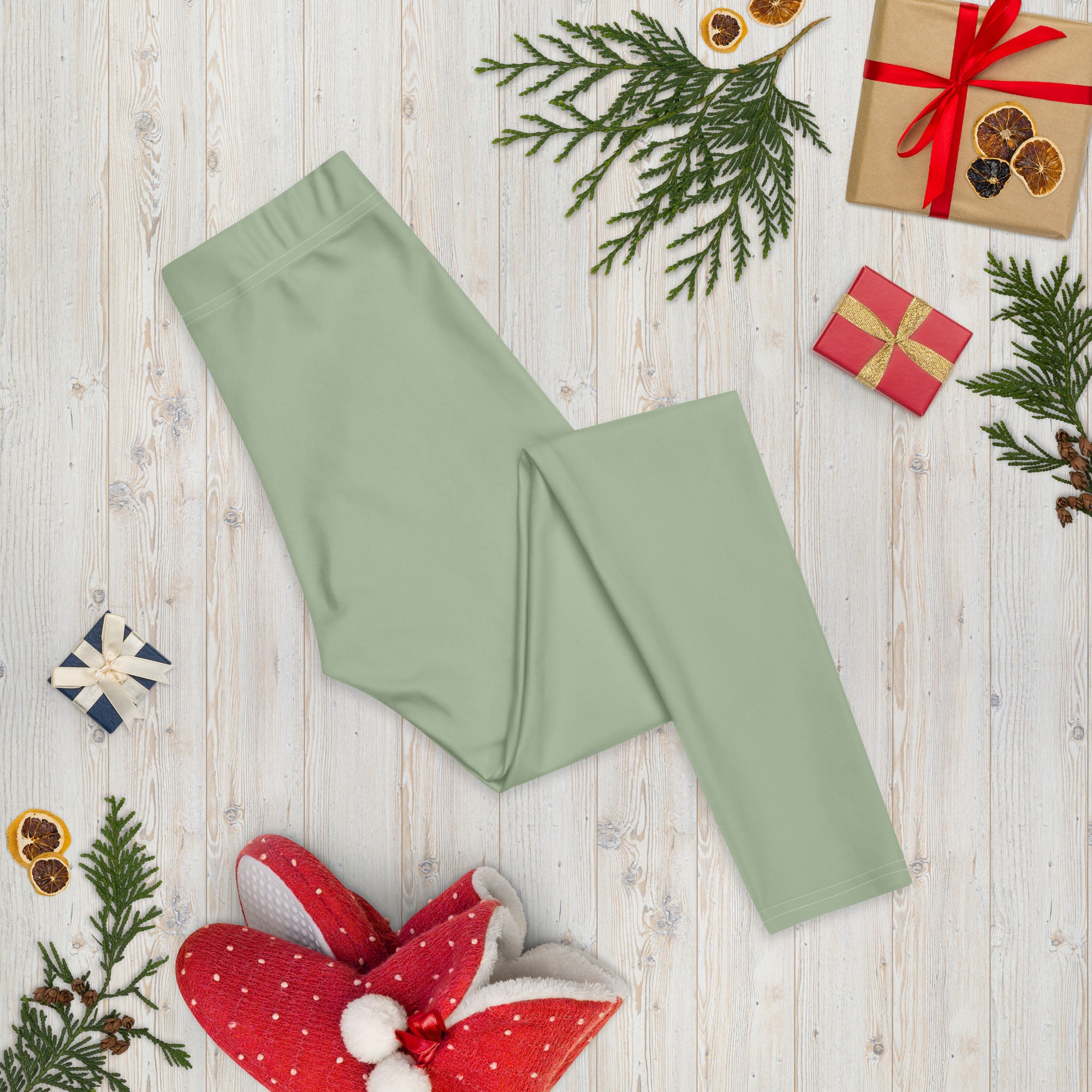 Solid Soft Sage Green Kids Leggings | GearBunch