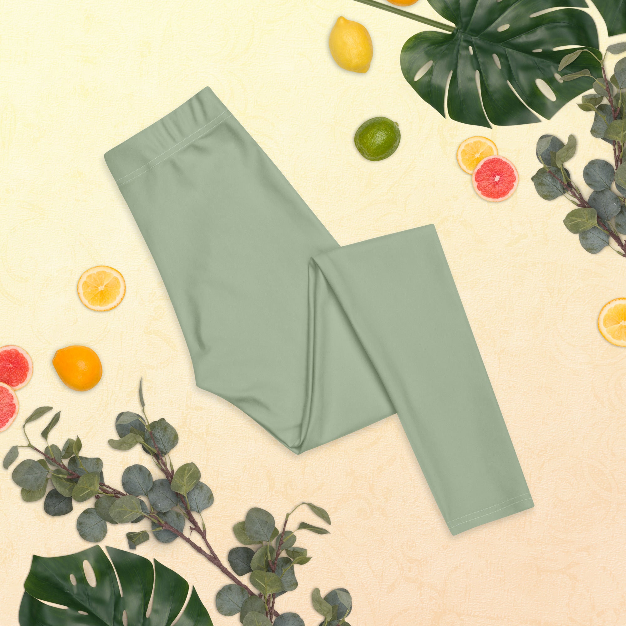 Solid Soft Sage Green Kids Leggings | GearBunch