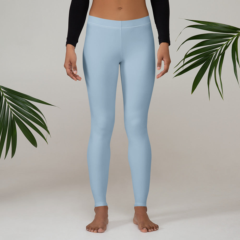 Solid Dusty Chambray Blue Kids Leggings | GearBunch