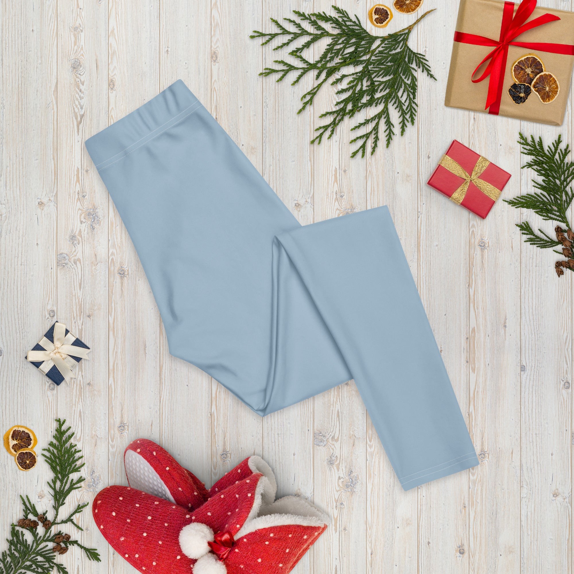 Solid Dusty Chambray Blue Kids Leggings | GearBunch