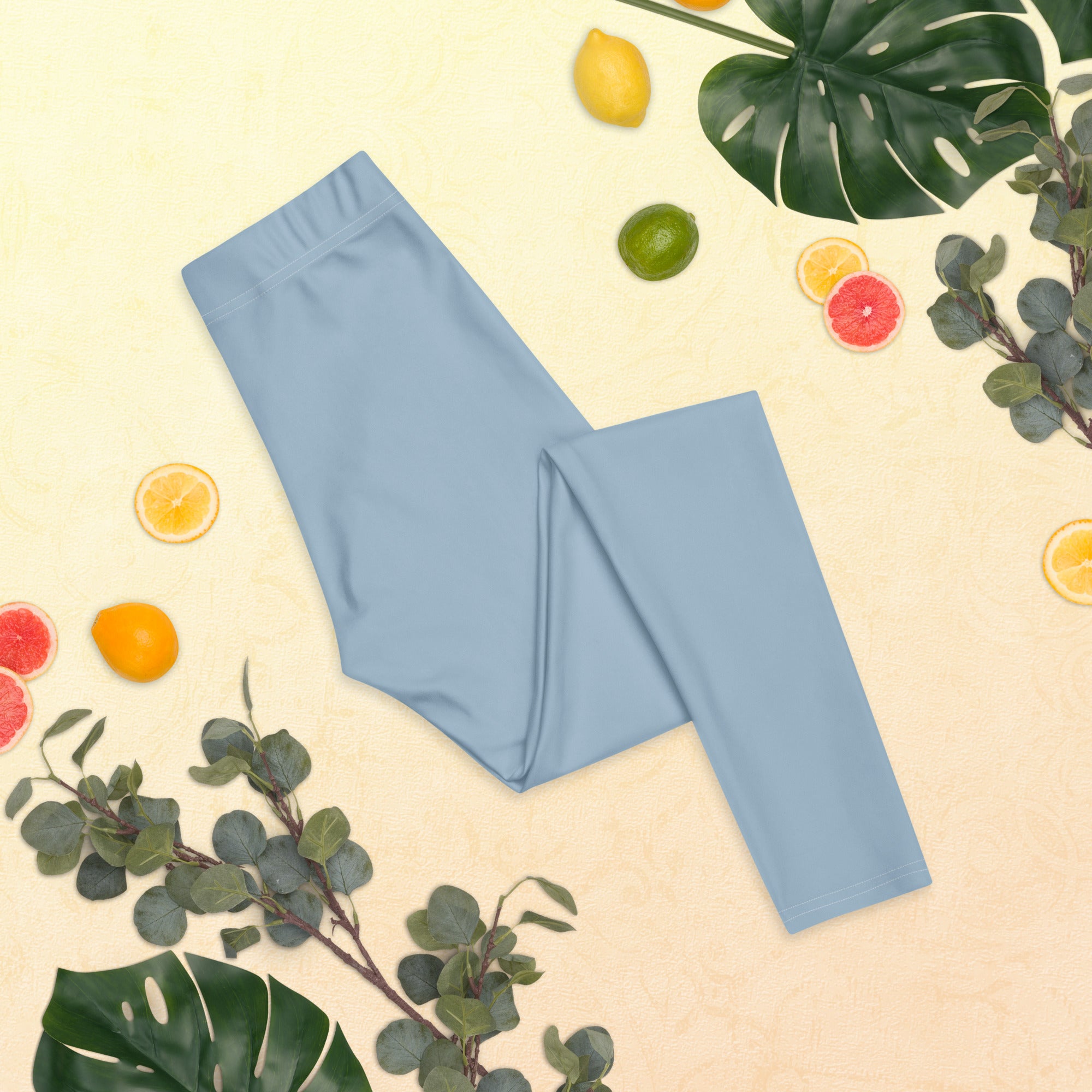 Solid Dusty Chambray Blue Kids Leggings | GearBunch