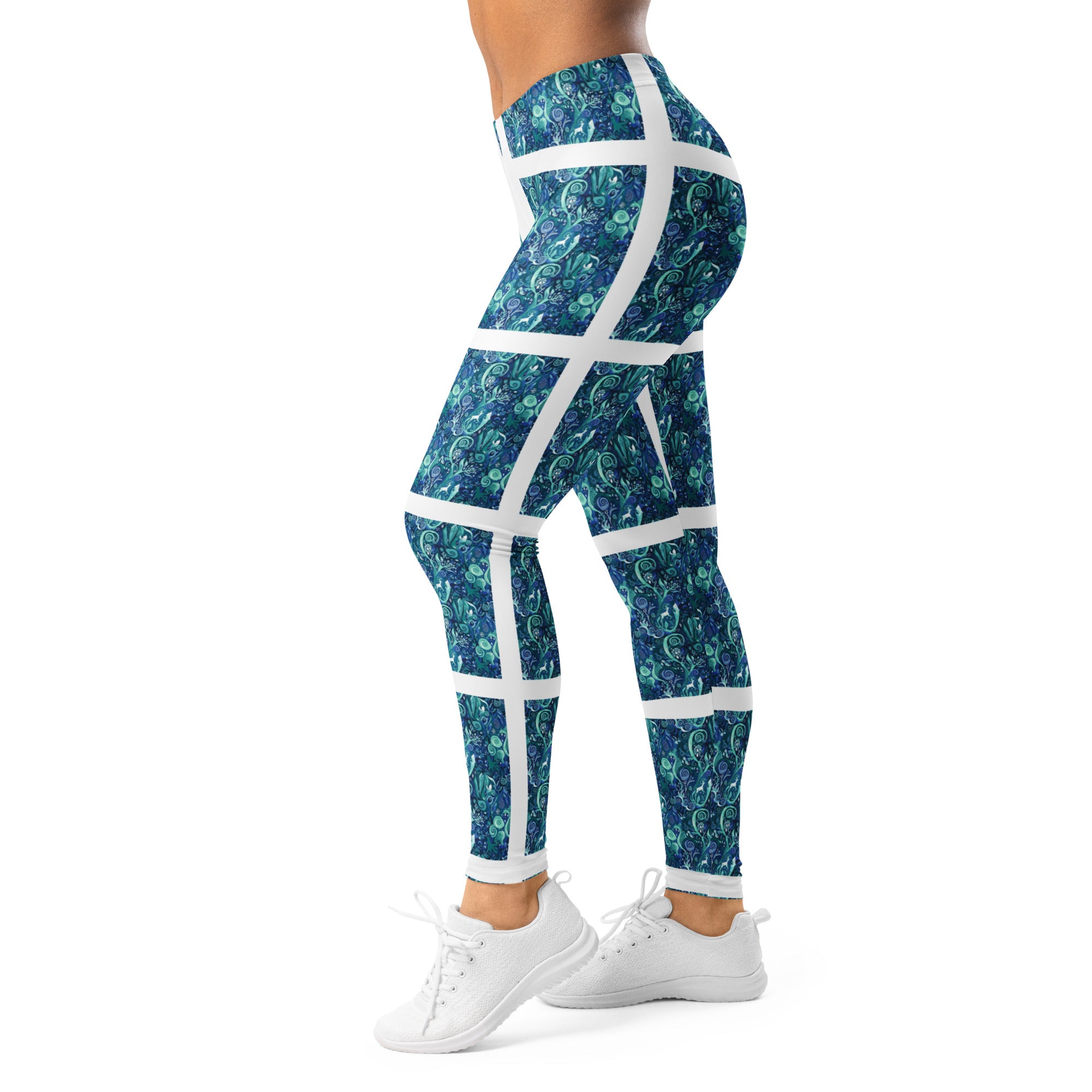 Women's fairy tale wilderness printed leggings front view