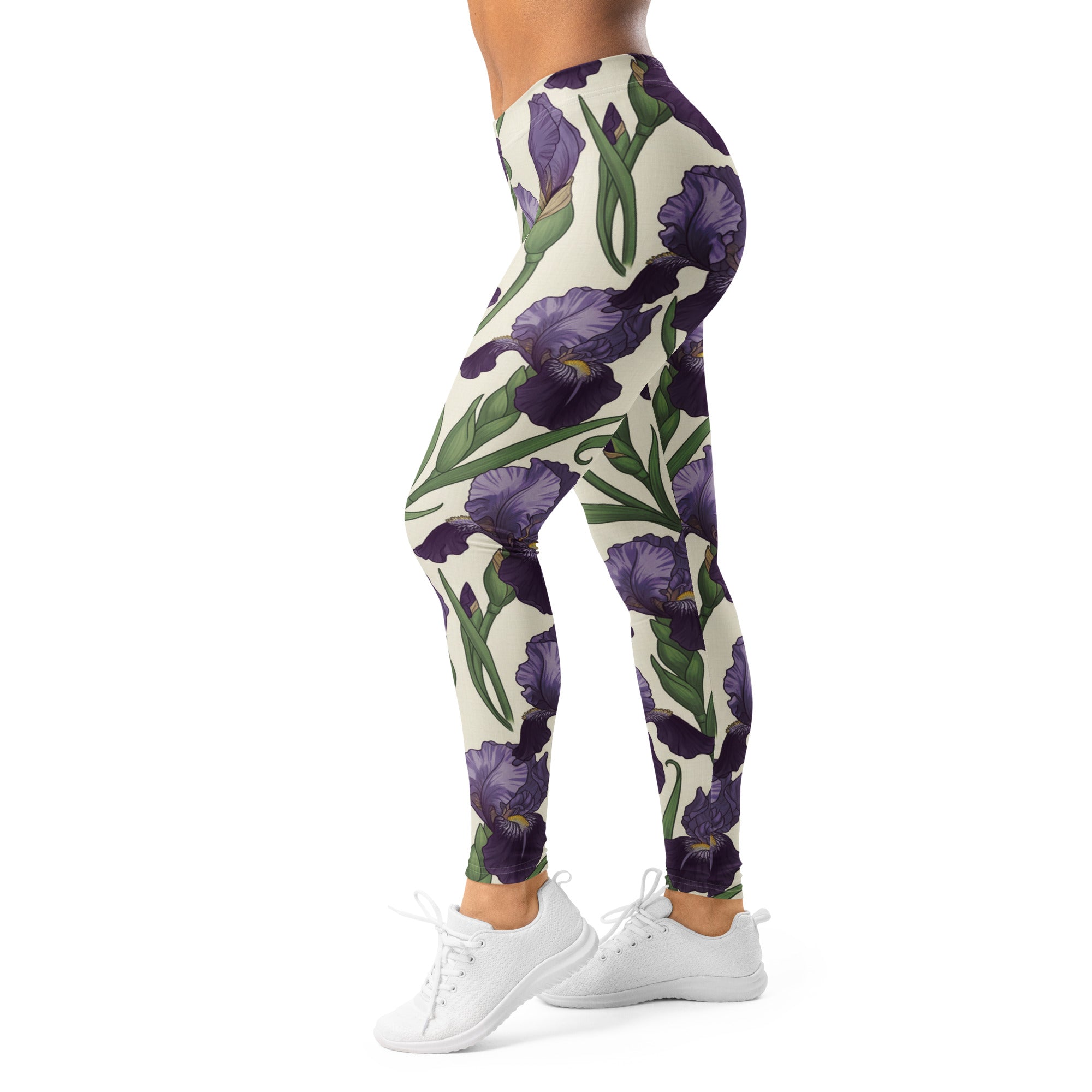Women's art nouveau iris leggings front view