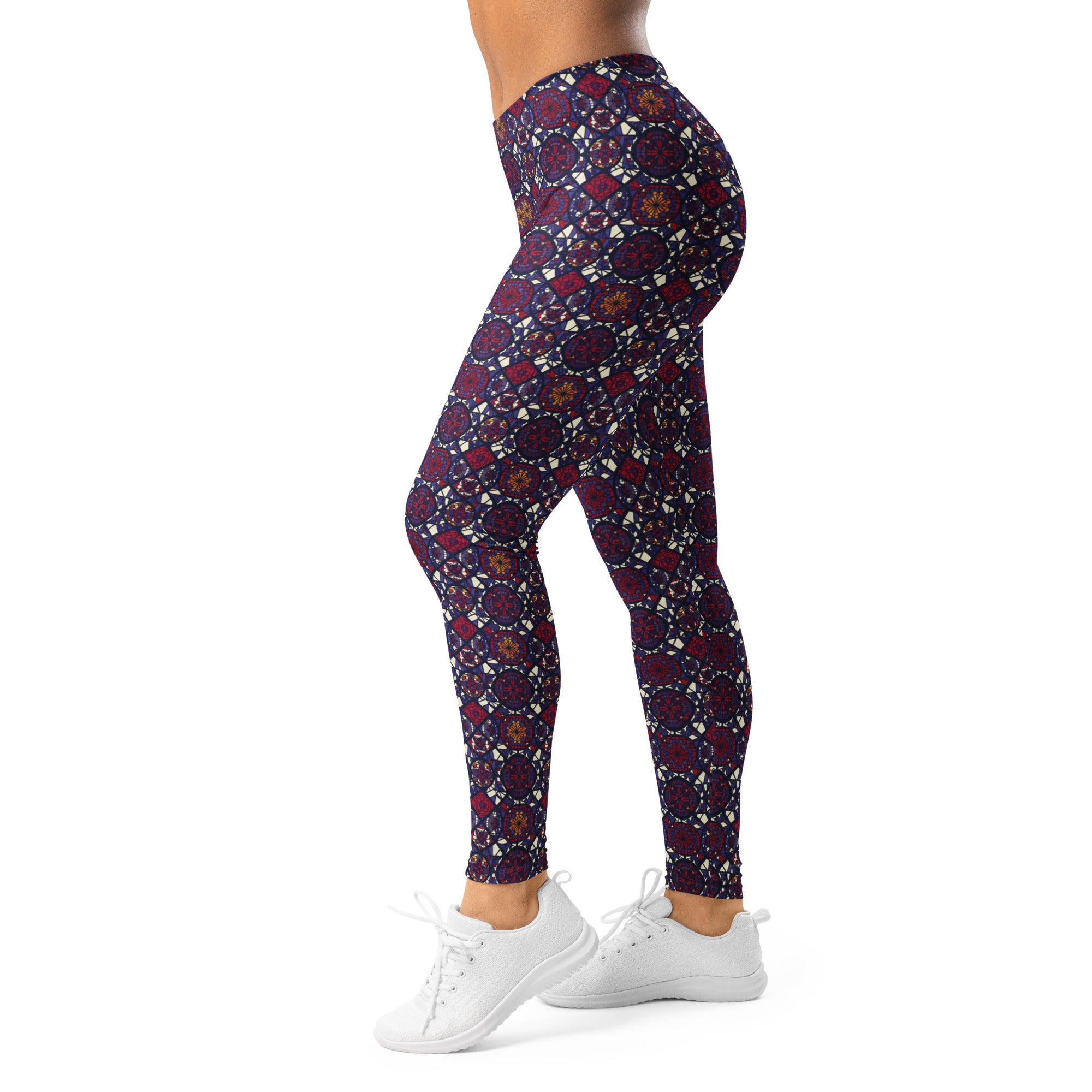 Women's stained glass cathedral leggings front view