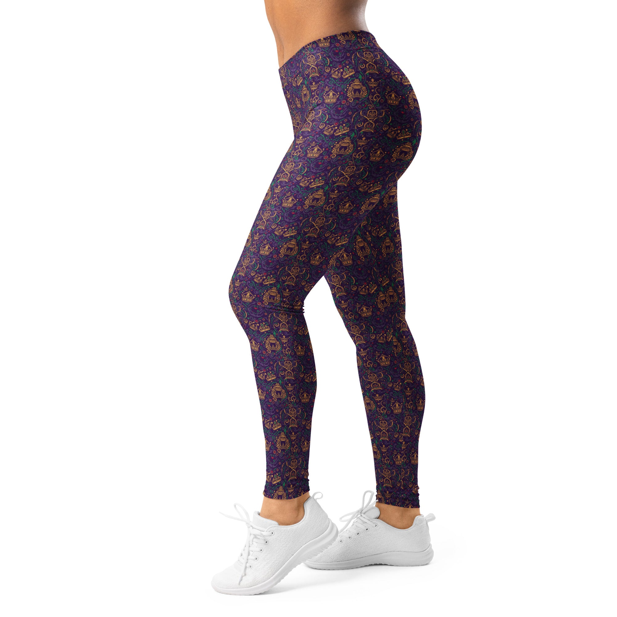 Women's crown of glory printed leggings front view