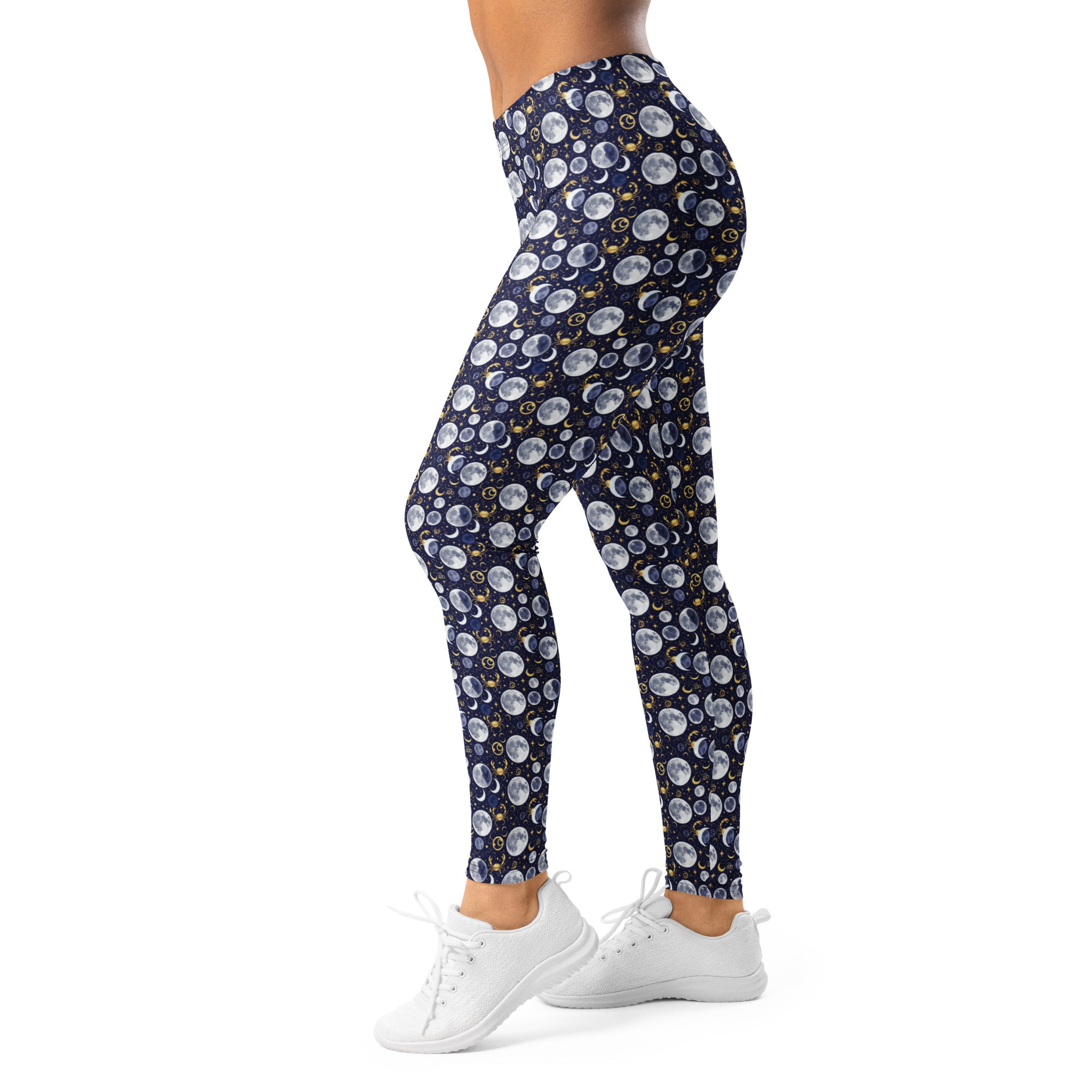 Women's cancer moon phases leggings front view