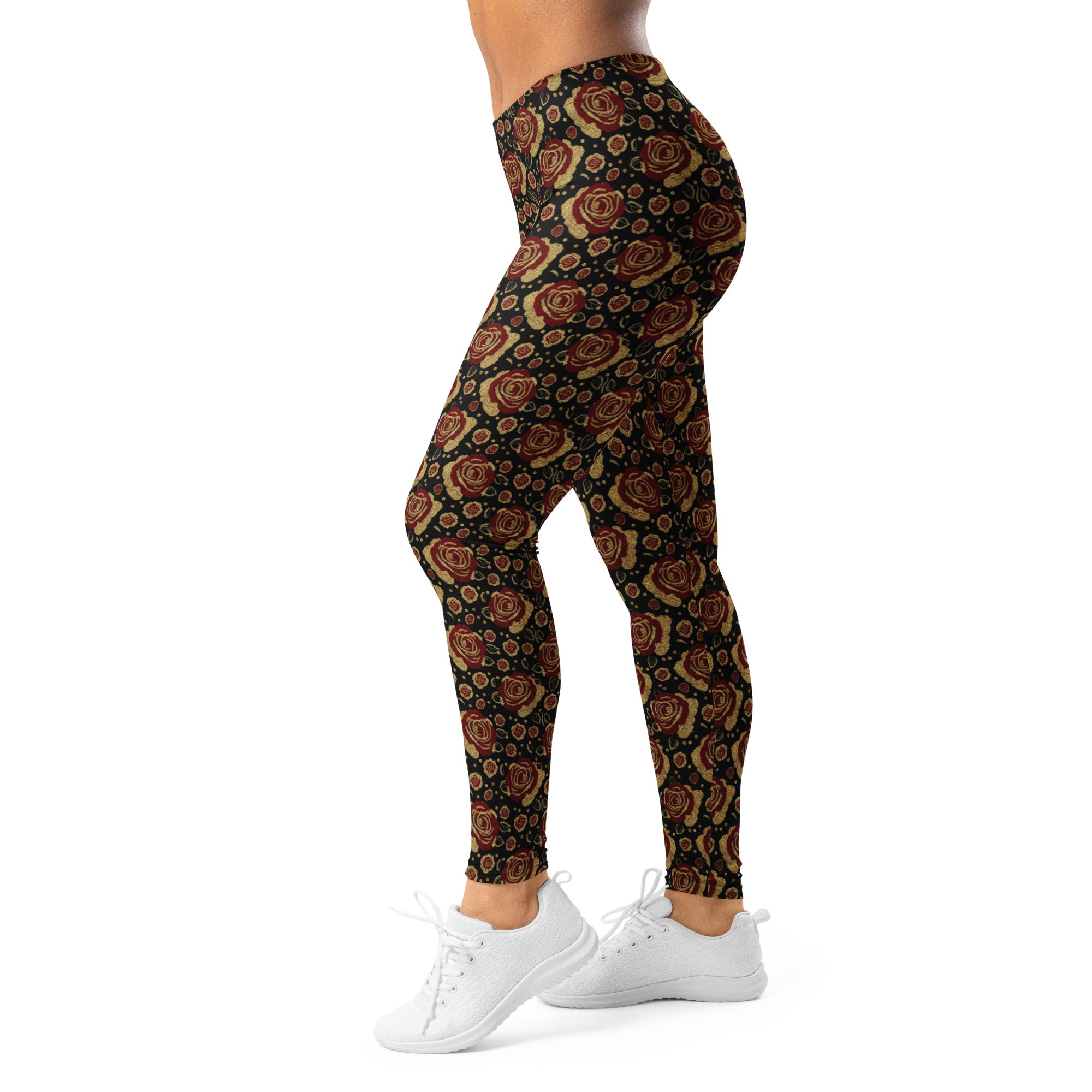 Gold Paillette Rose Leggings | GearBunch