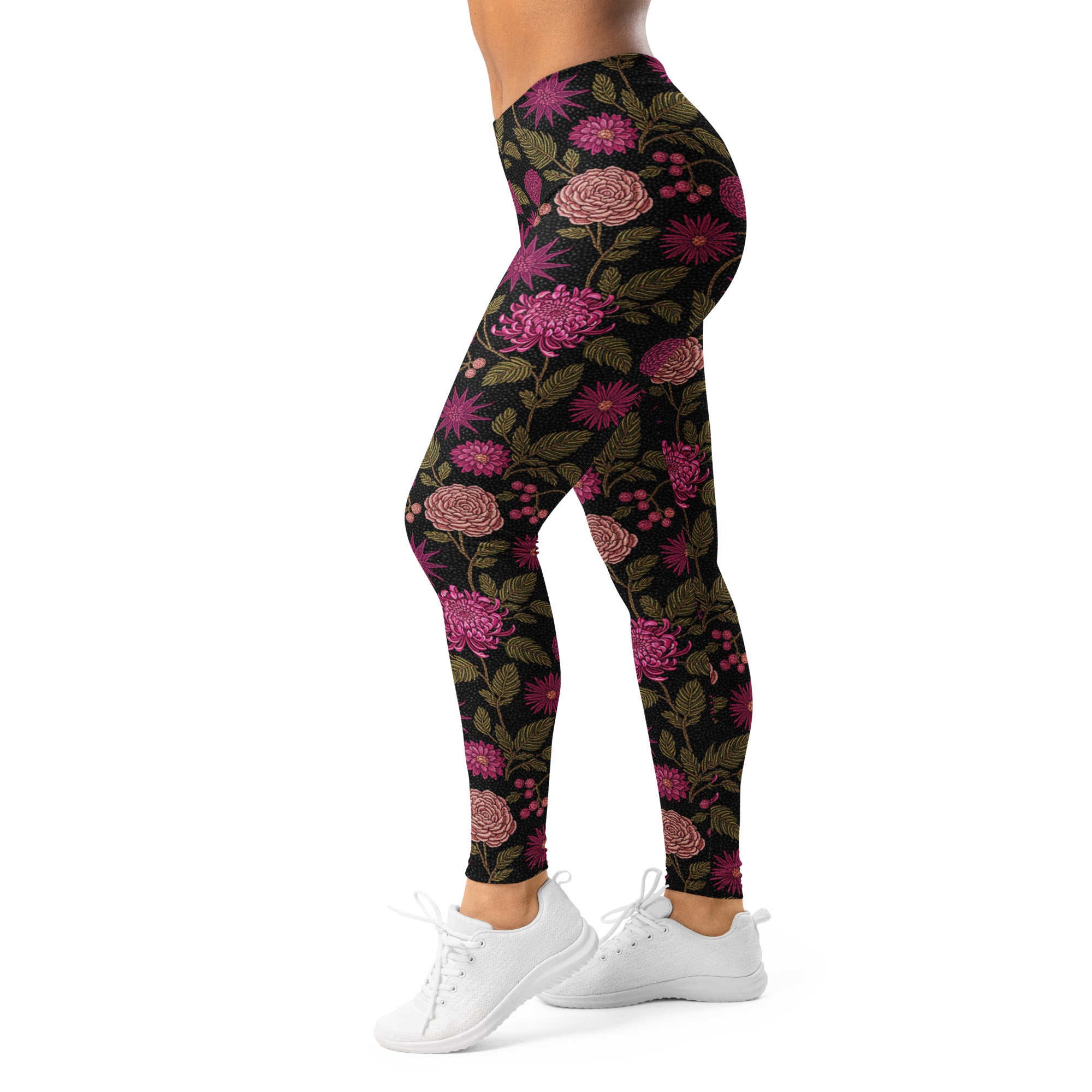 Midnight Paillette Peony Leggings | GearBunch