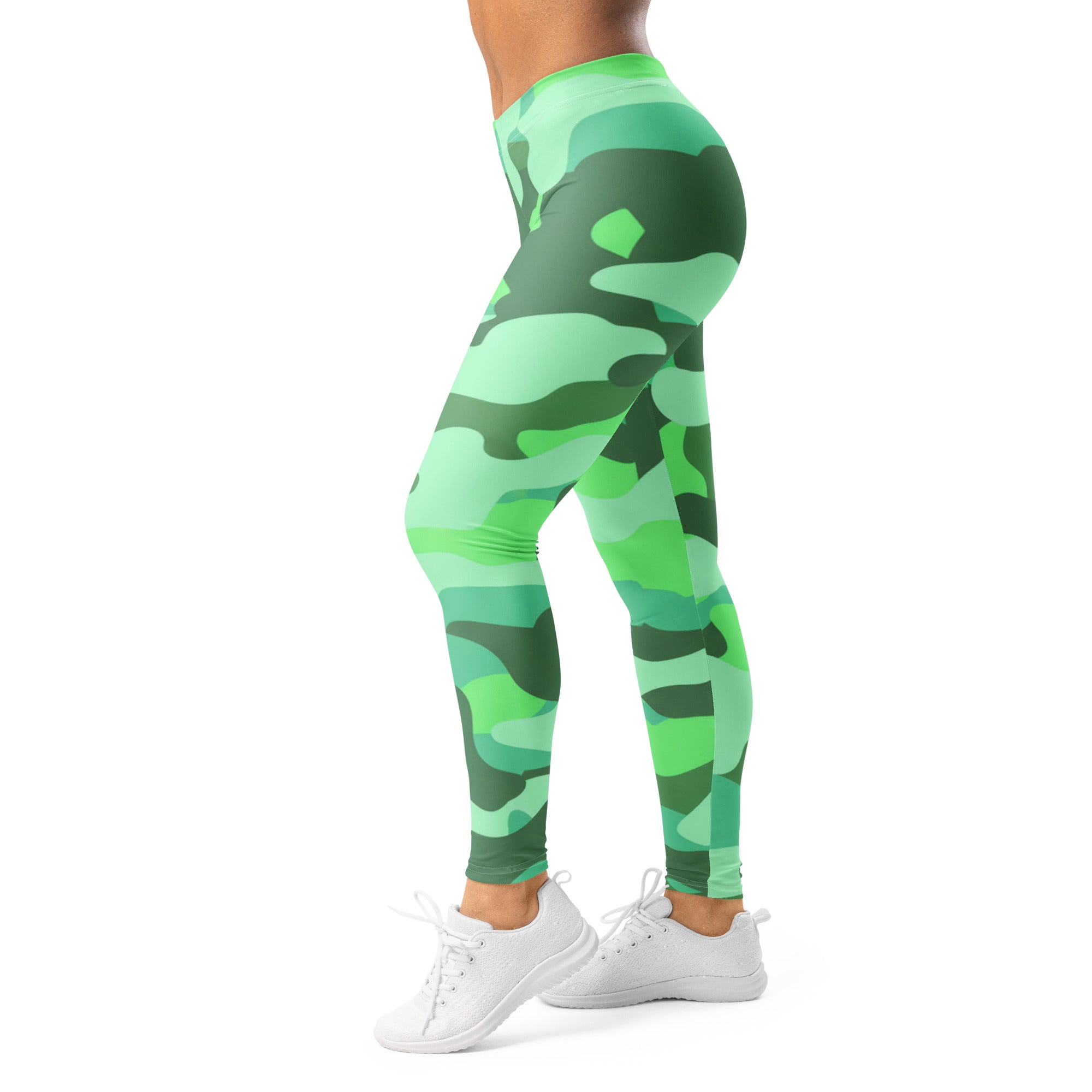 Women's mint camo leggings front view