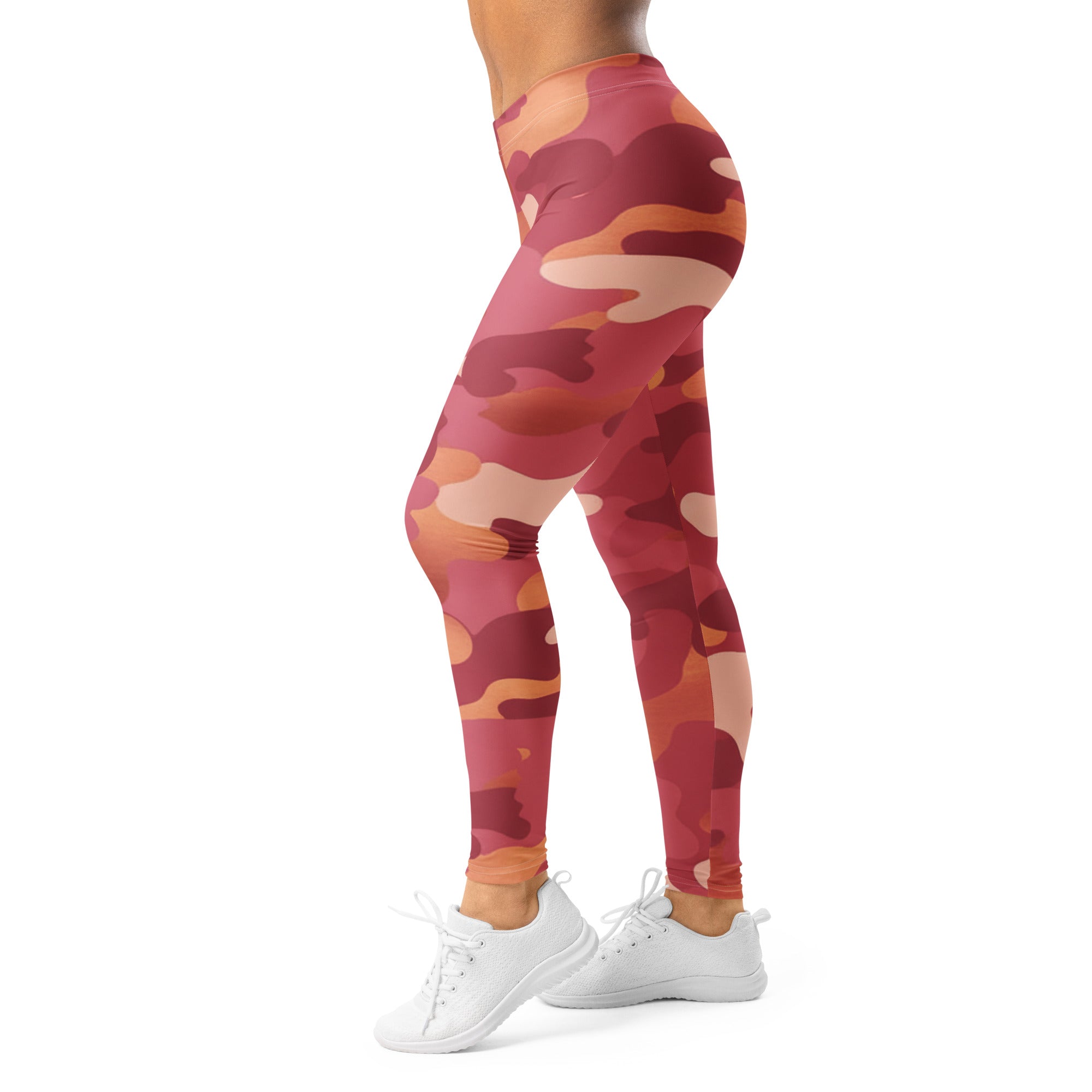 Women's rose gold camo leggings front view