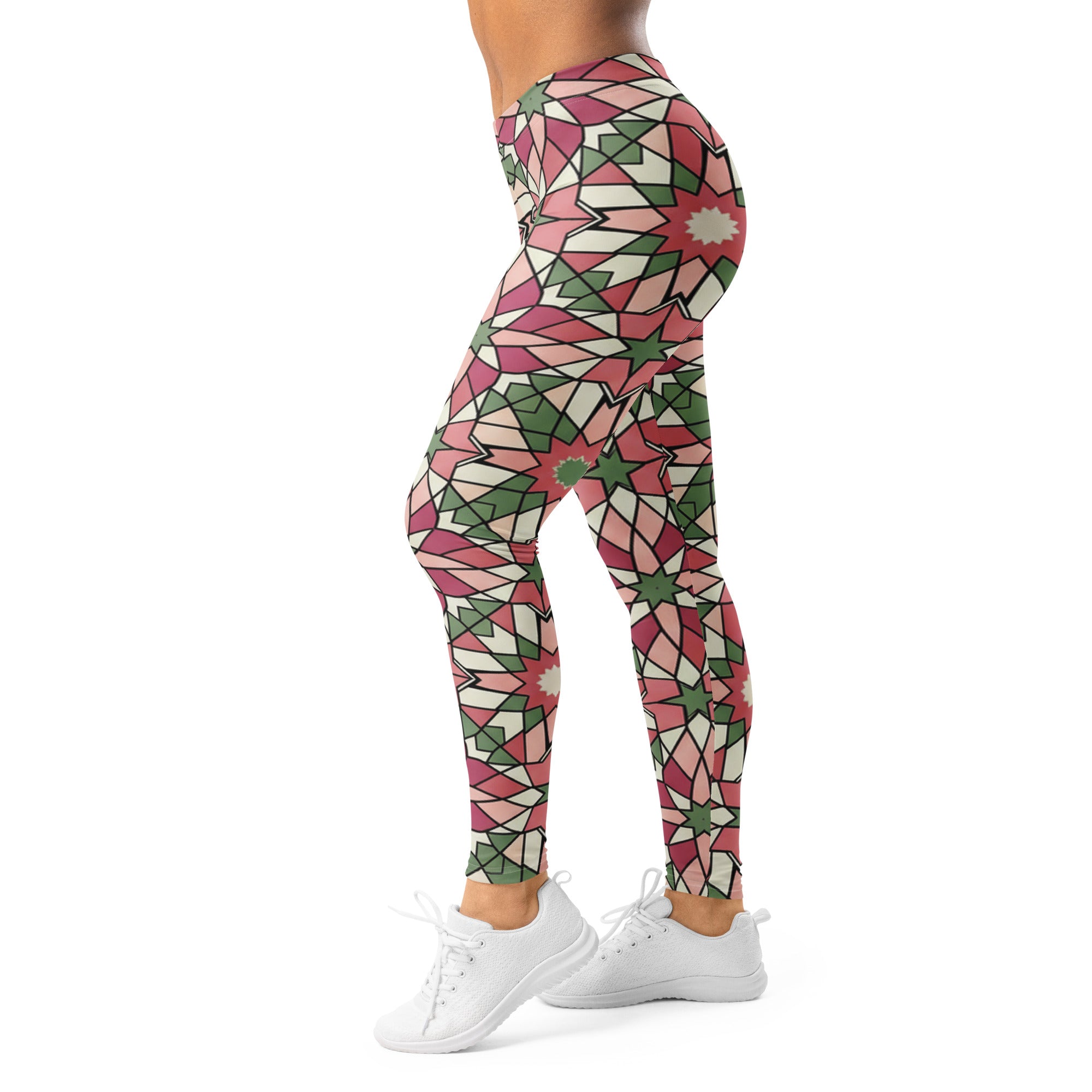 Women's zellige rose garden leggings front view
