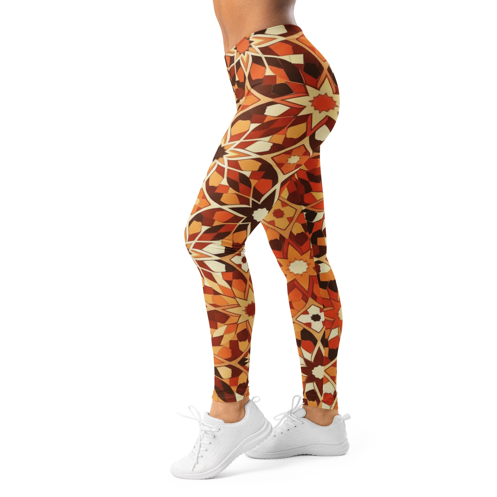 Women's Zellige Desert Sand printed leggings front view