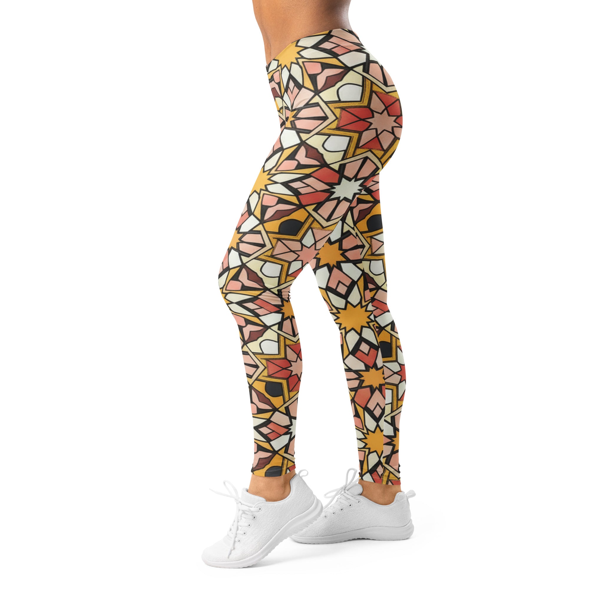 Women's zellige blush gold leggings front view