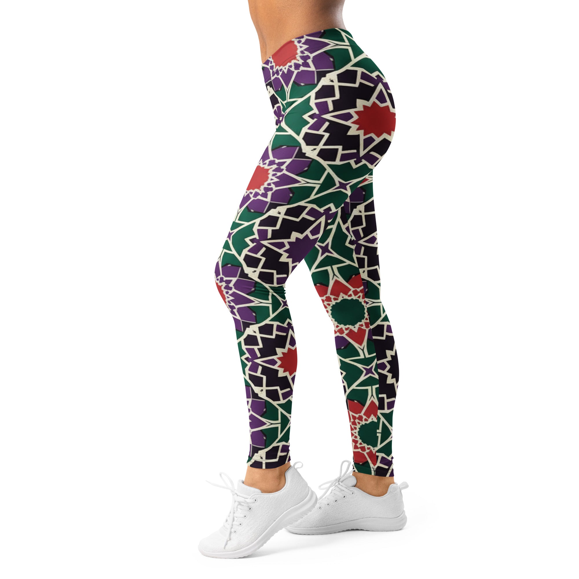 Women's zellige forest berry printed leggings front view