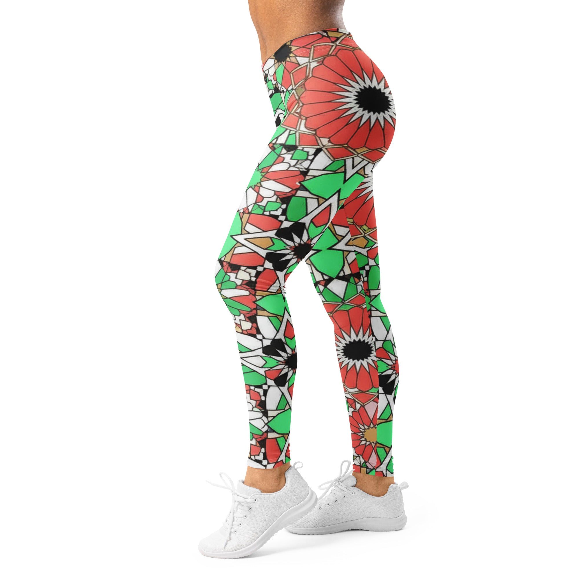 Women's zellige coral mint leggings front view