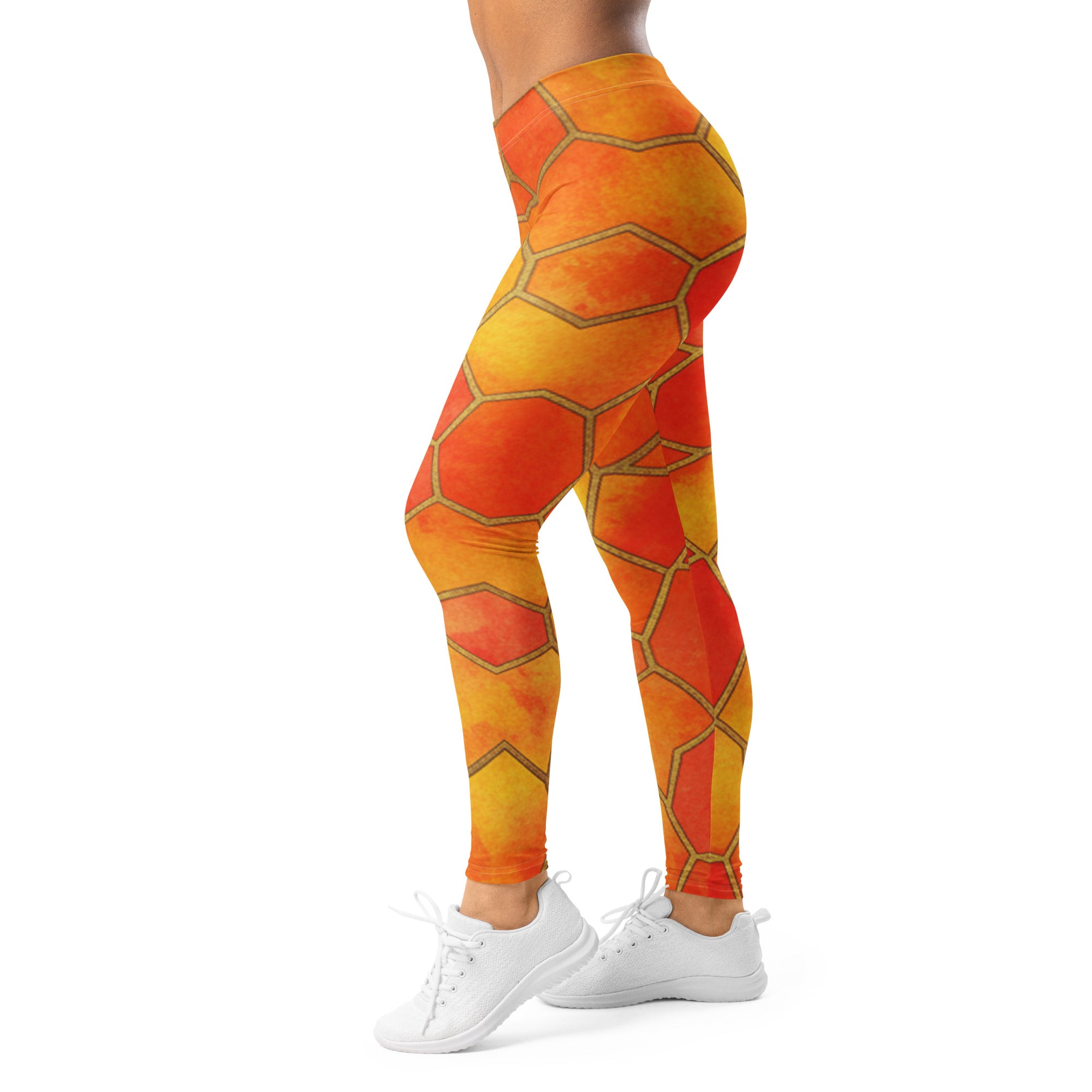 Women's sunset printed leggings front view