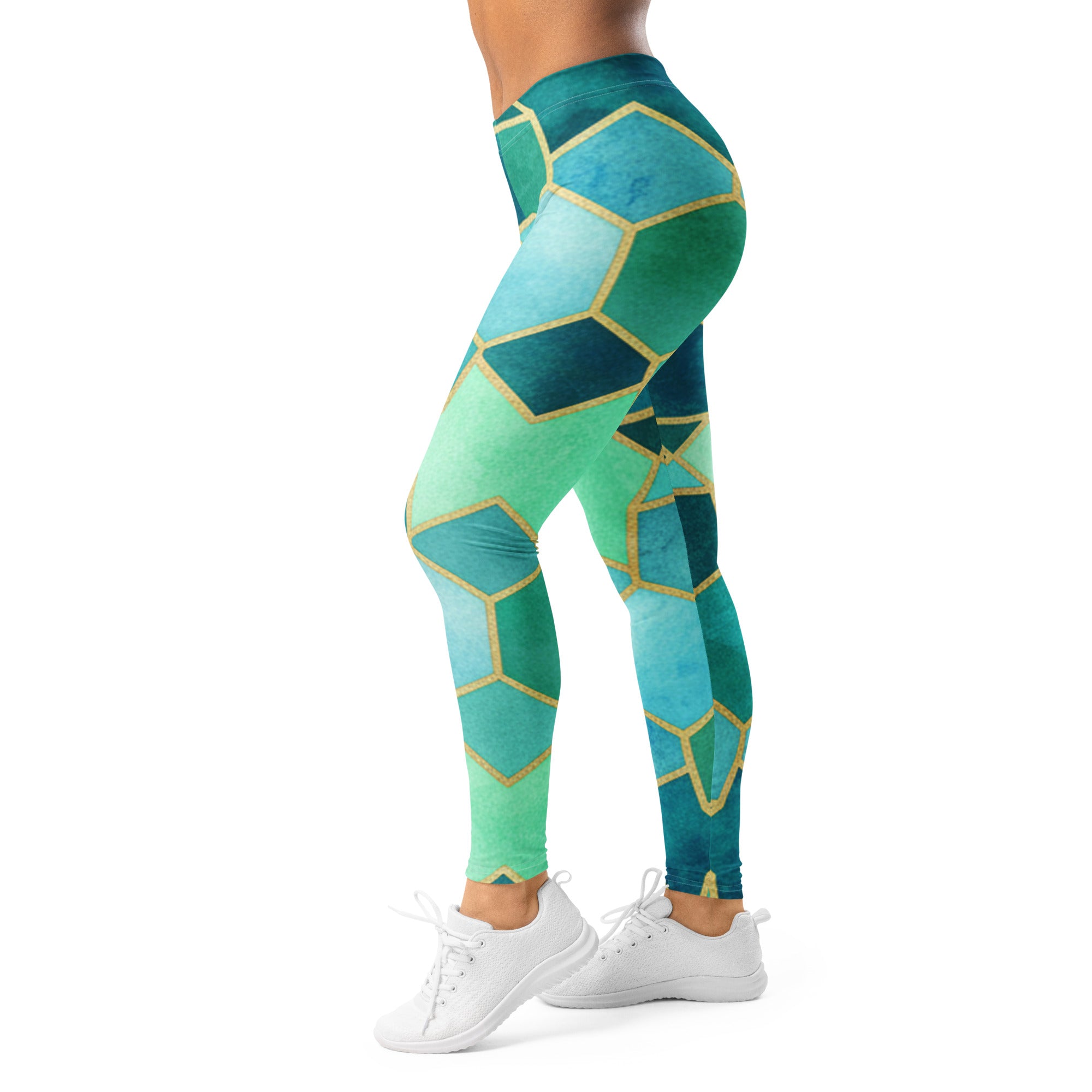 Women's lagoon pattern leggings front view