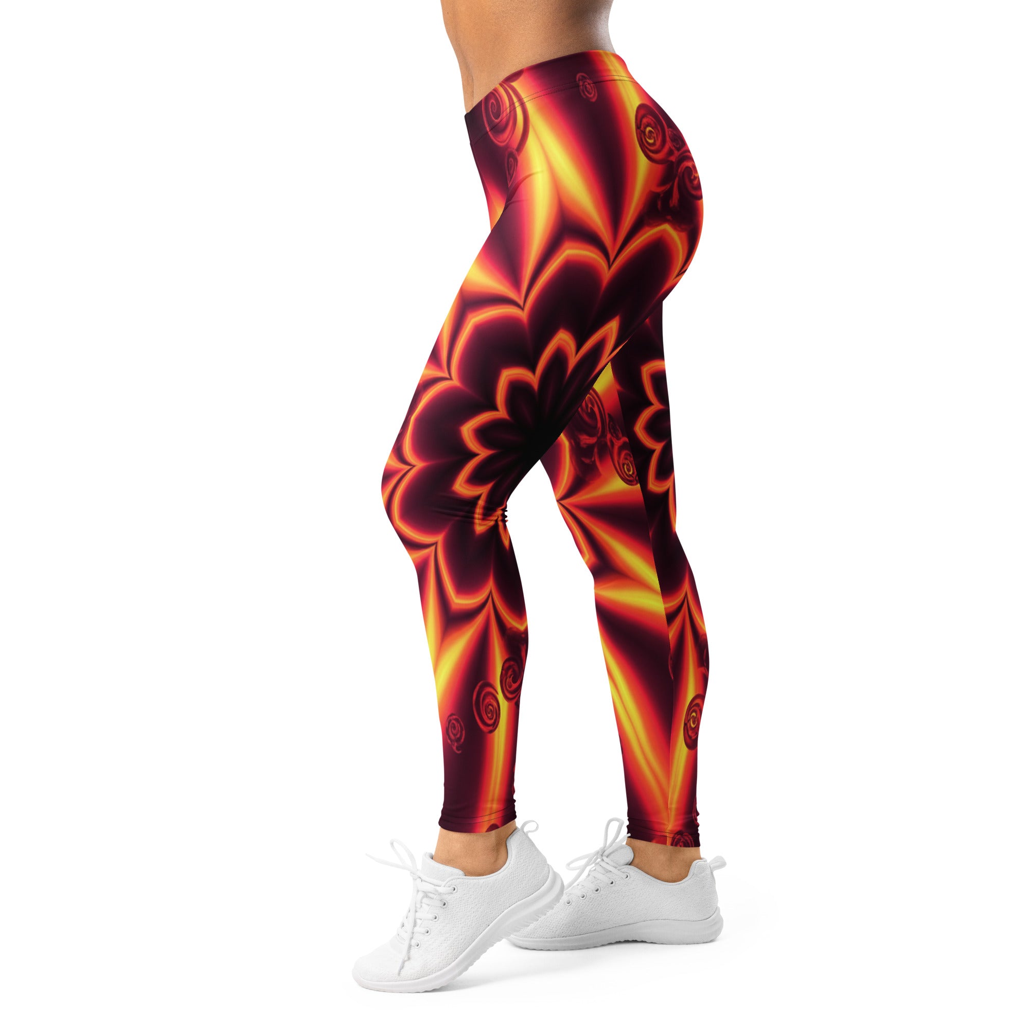 Women's psychedelic infrared printed leggings front view