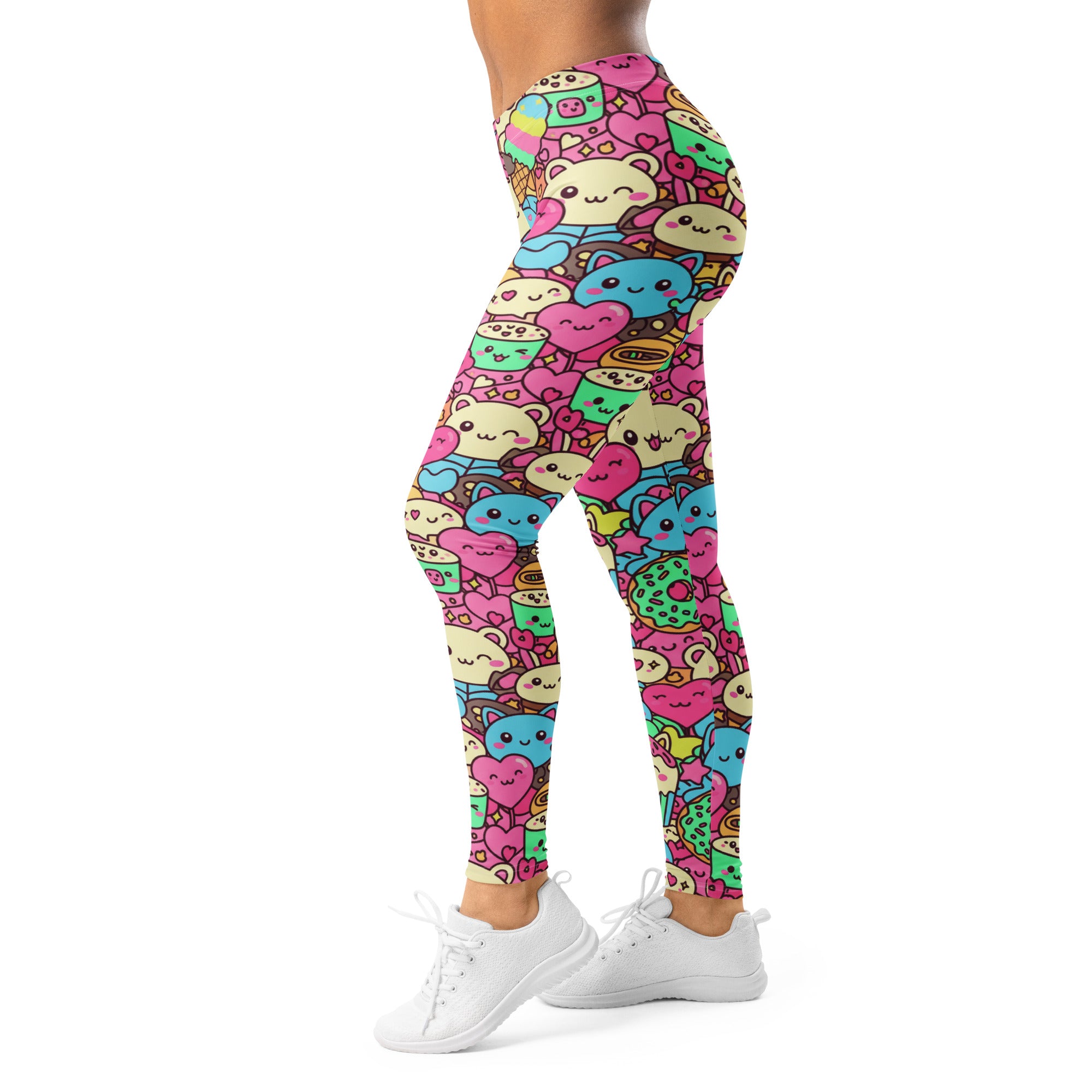Women's kawaii sweet treats printed leggings front view