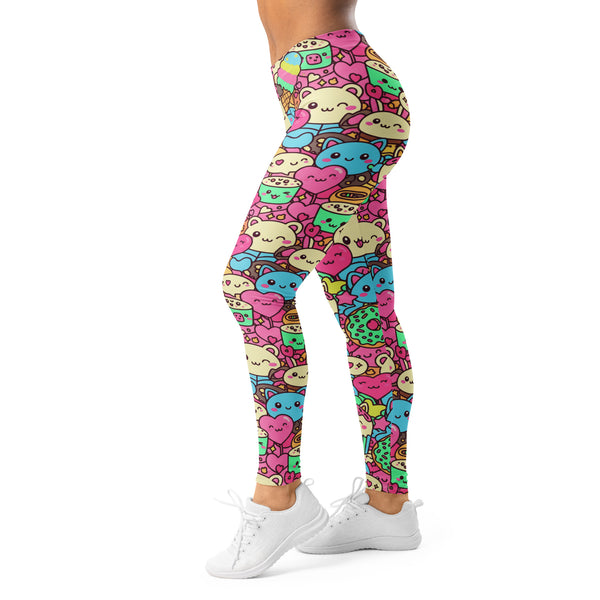 Women's kawaii sweet treats printed leggings front view