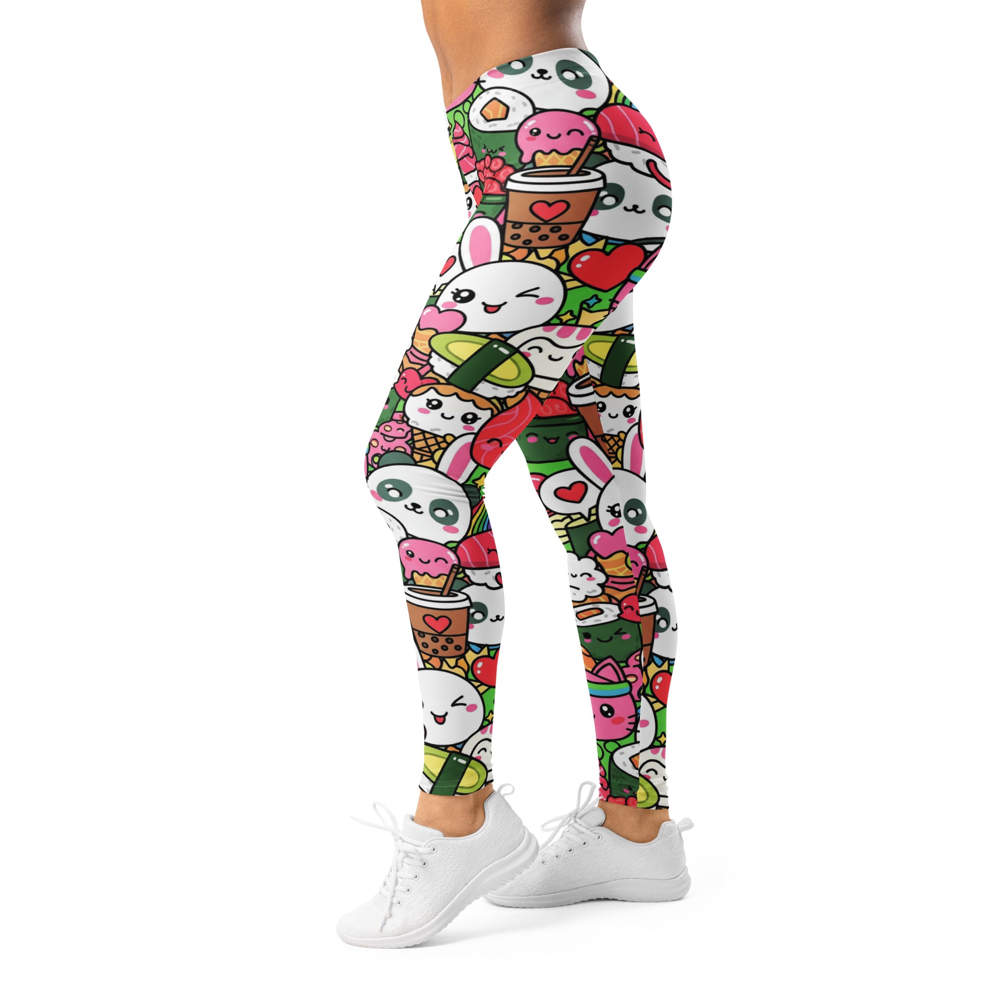 Women's kawaii sushi party leggings front view