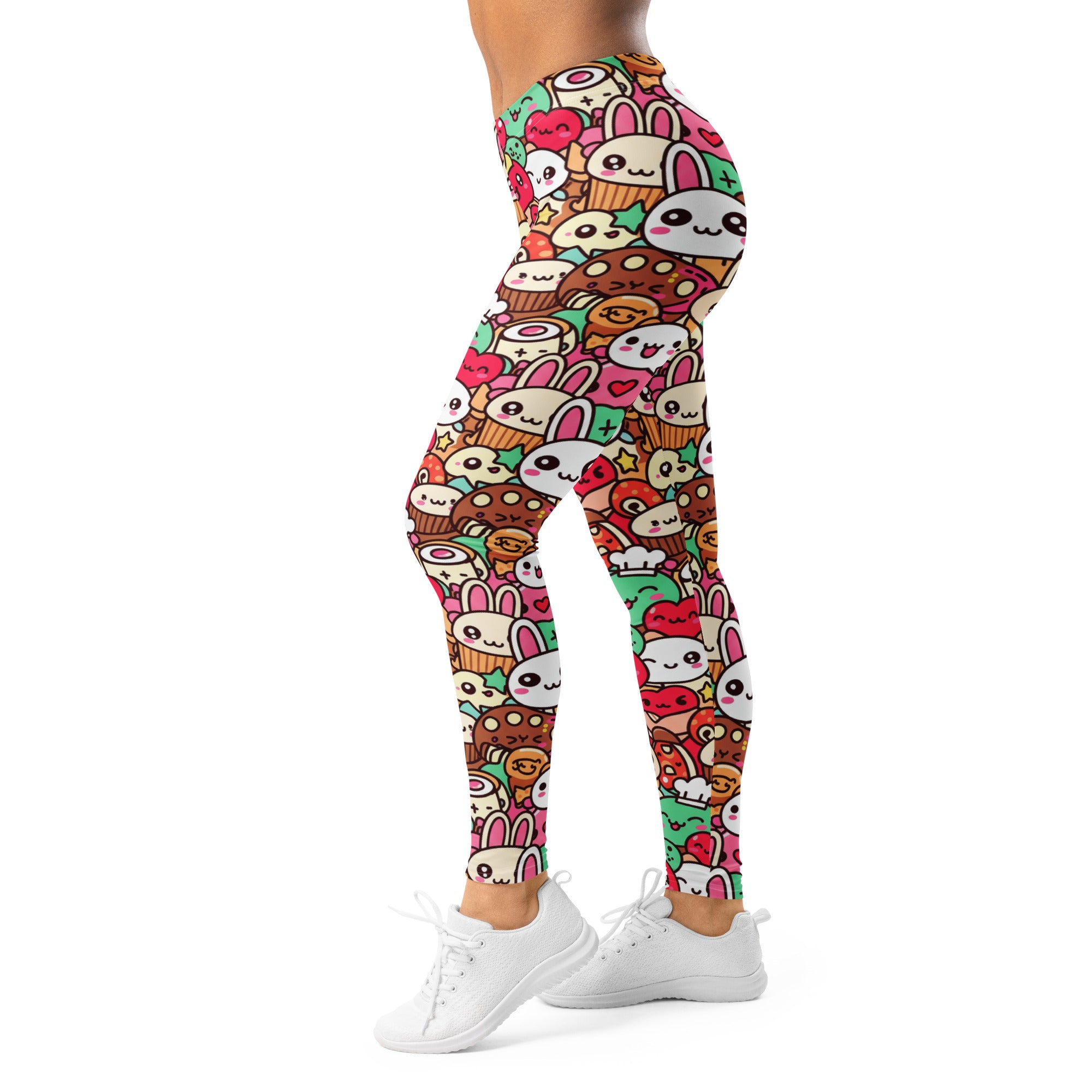 Women's kawaii bakery shop printed leggings front view