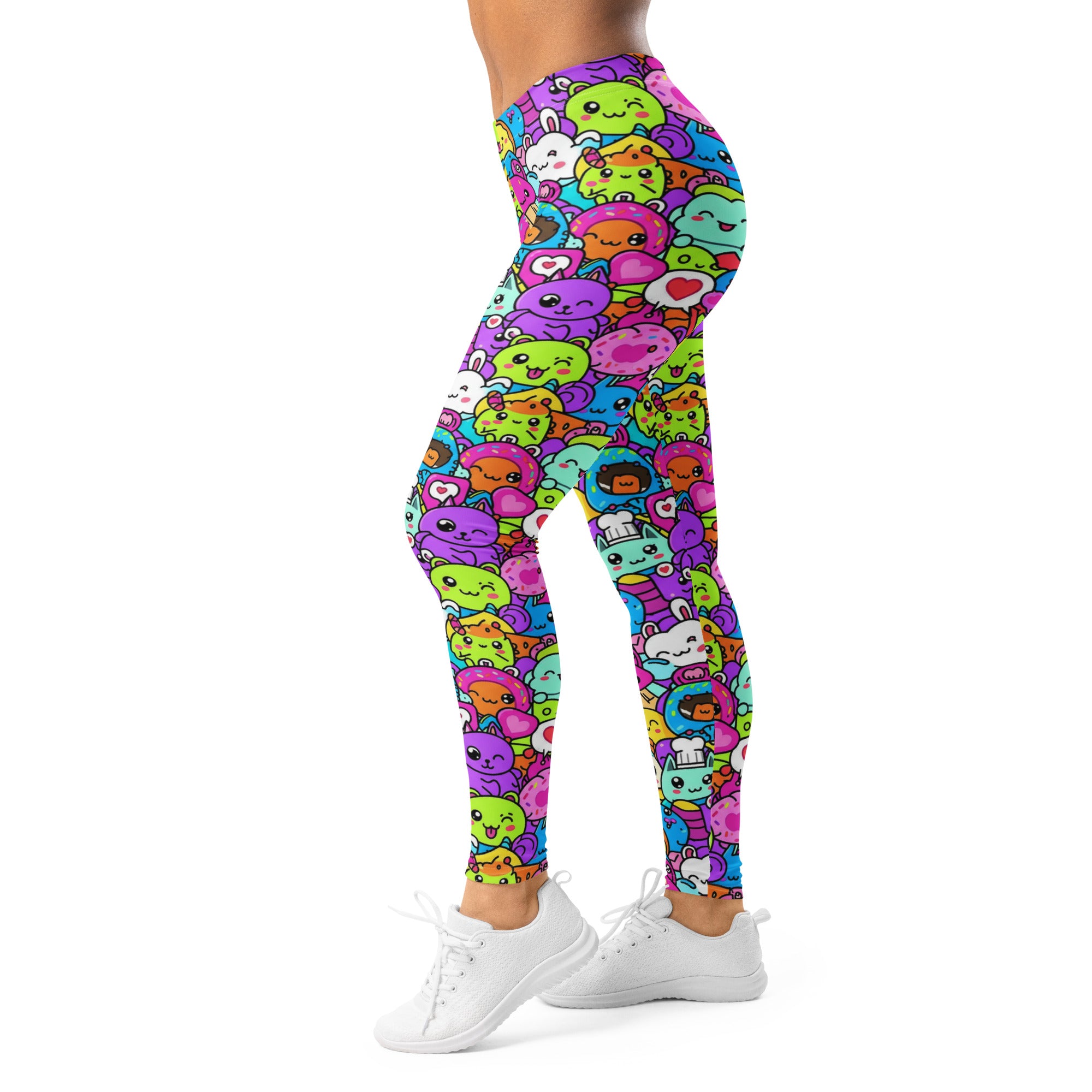 Women's kawaii monster pals printed leggings front view