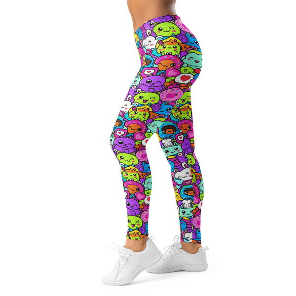 Women's kawaii monster pals printed leggings front view