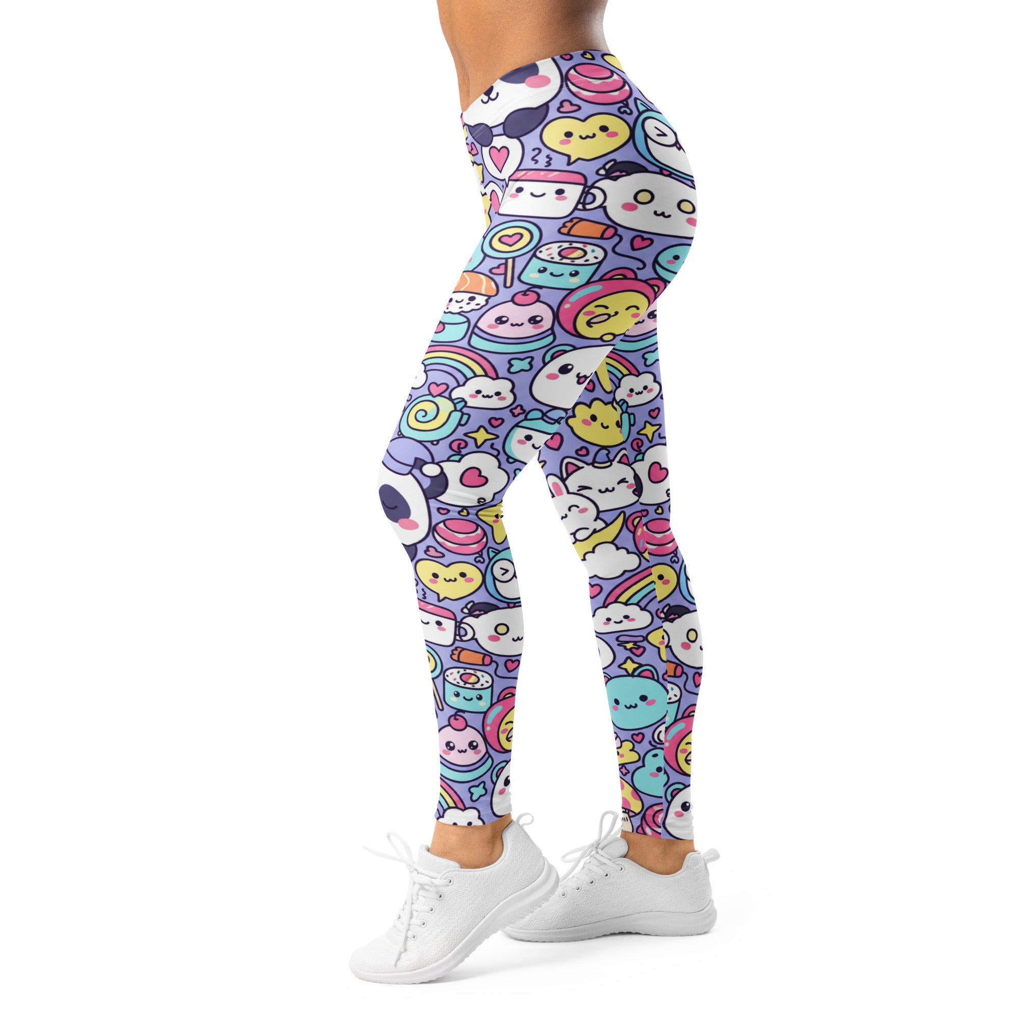 Women's kawaii sleepy time printed leggings front view