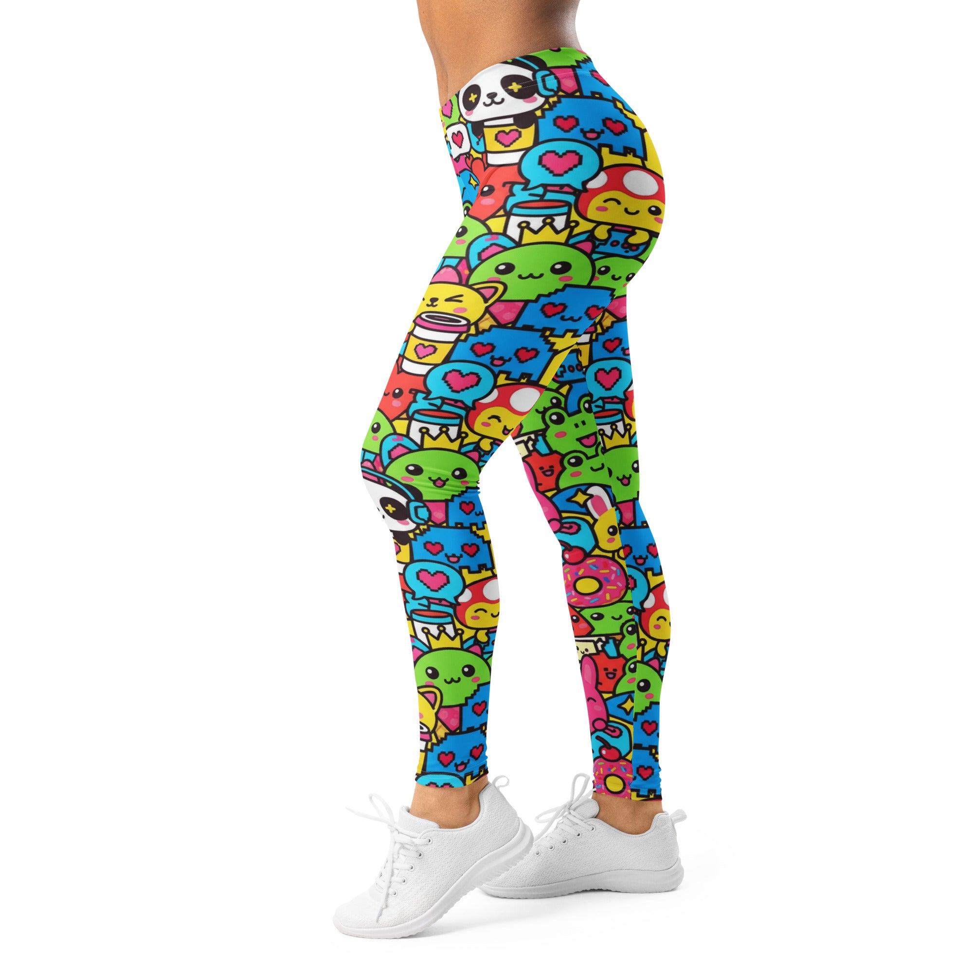 Women's kawaii arcade game printed leggings front view