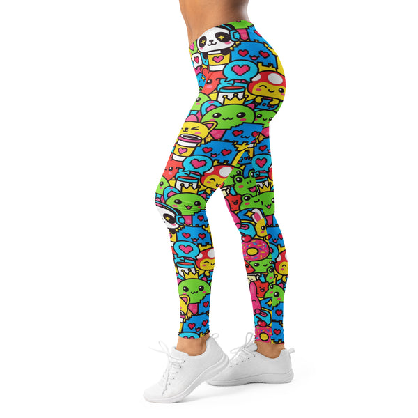Women's kawaii arcade game printed leggings front view