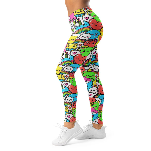 Women's kawaii pineapple pattern leggings front view