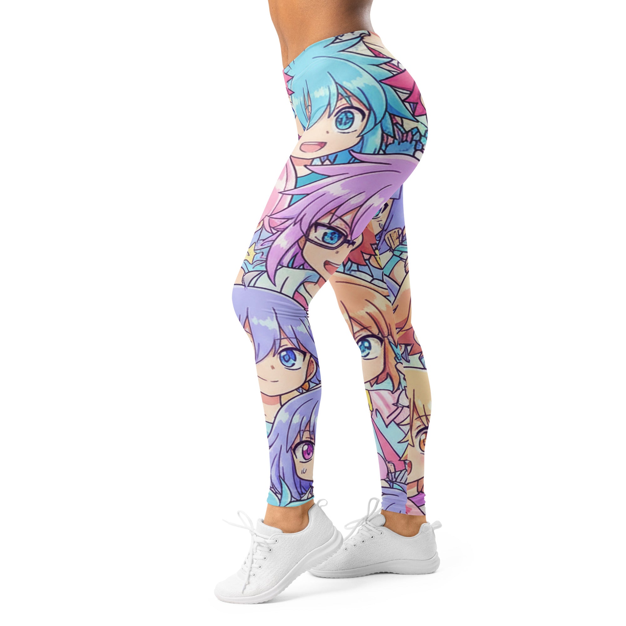 Women's anime collage pastel dream printed leggings front view