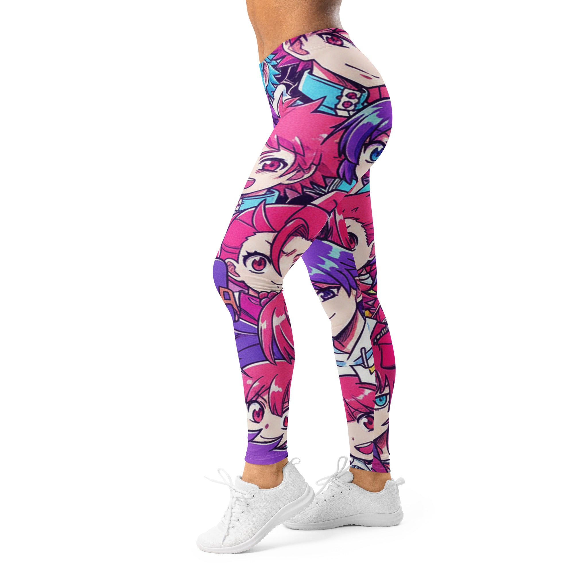 Women's anime collage pop idol printed leggings front view