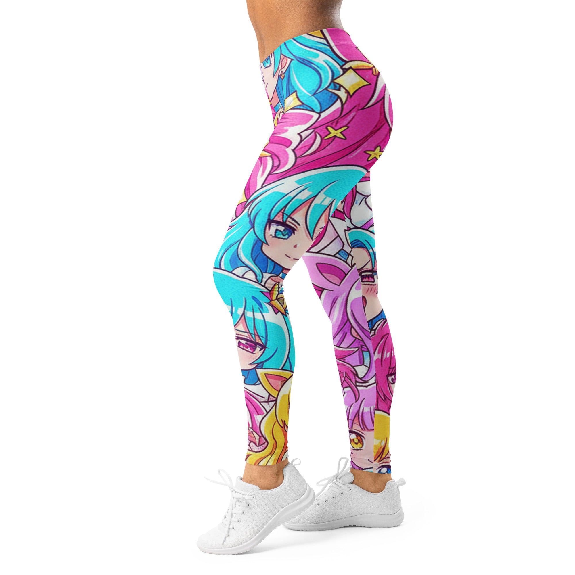 Women's anime magical girl printed leggings front view