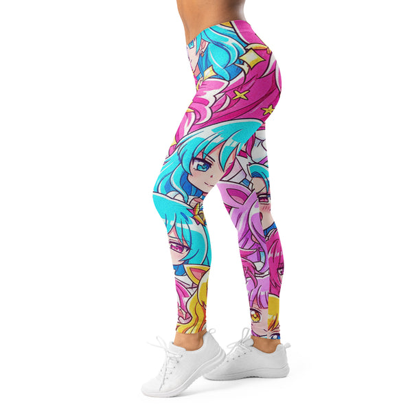 Women's anime magical girl printed leggings front view
