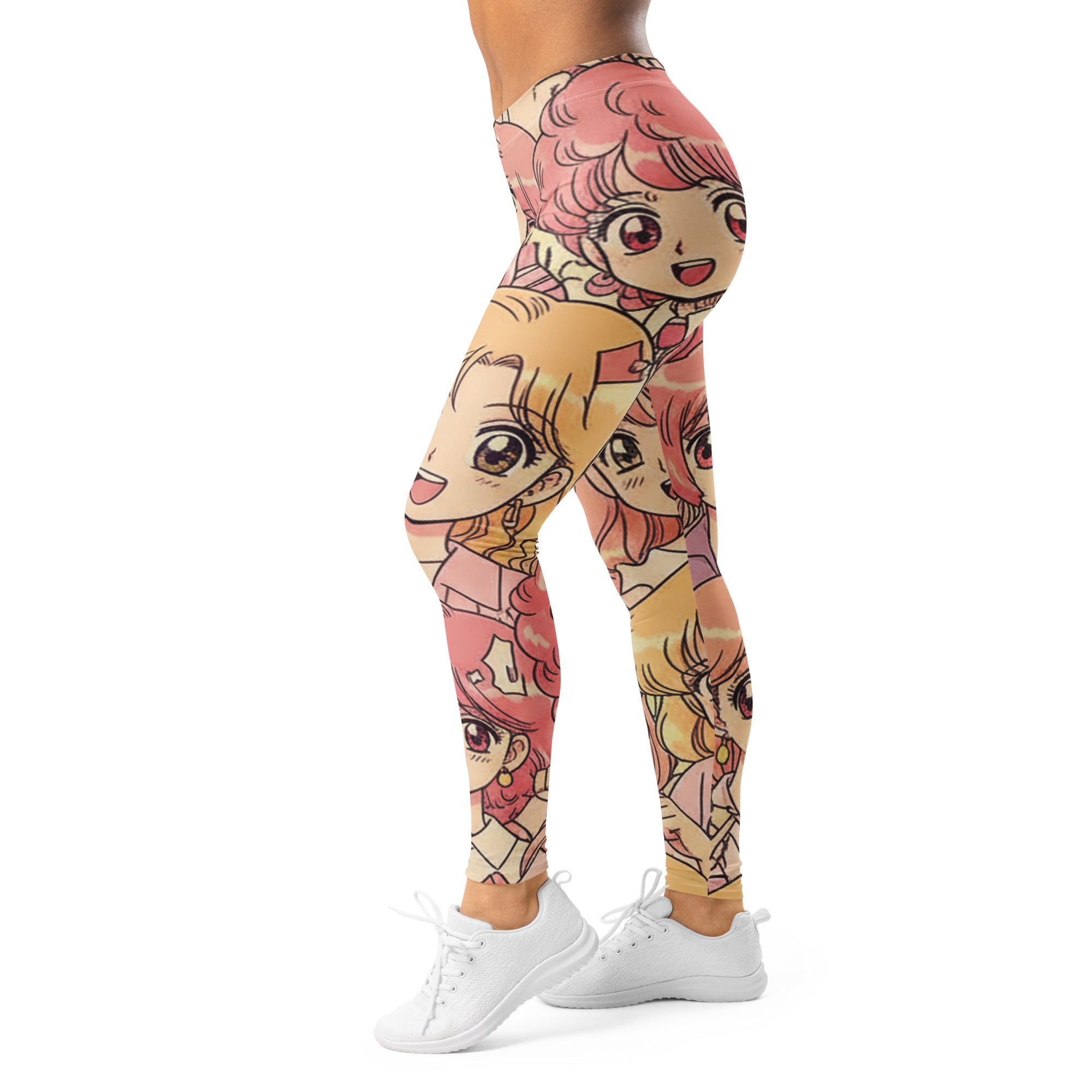 Women's anime collage retro shojo leggings front view