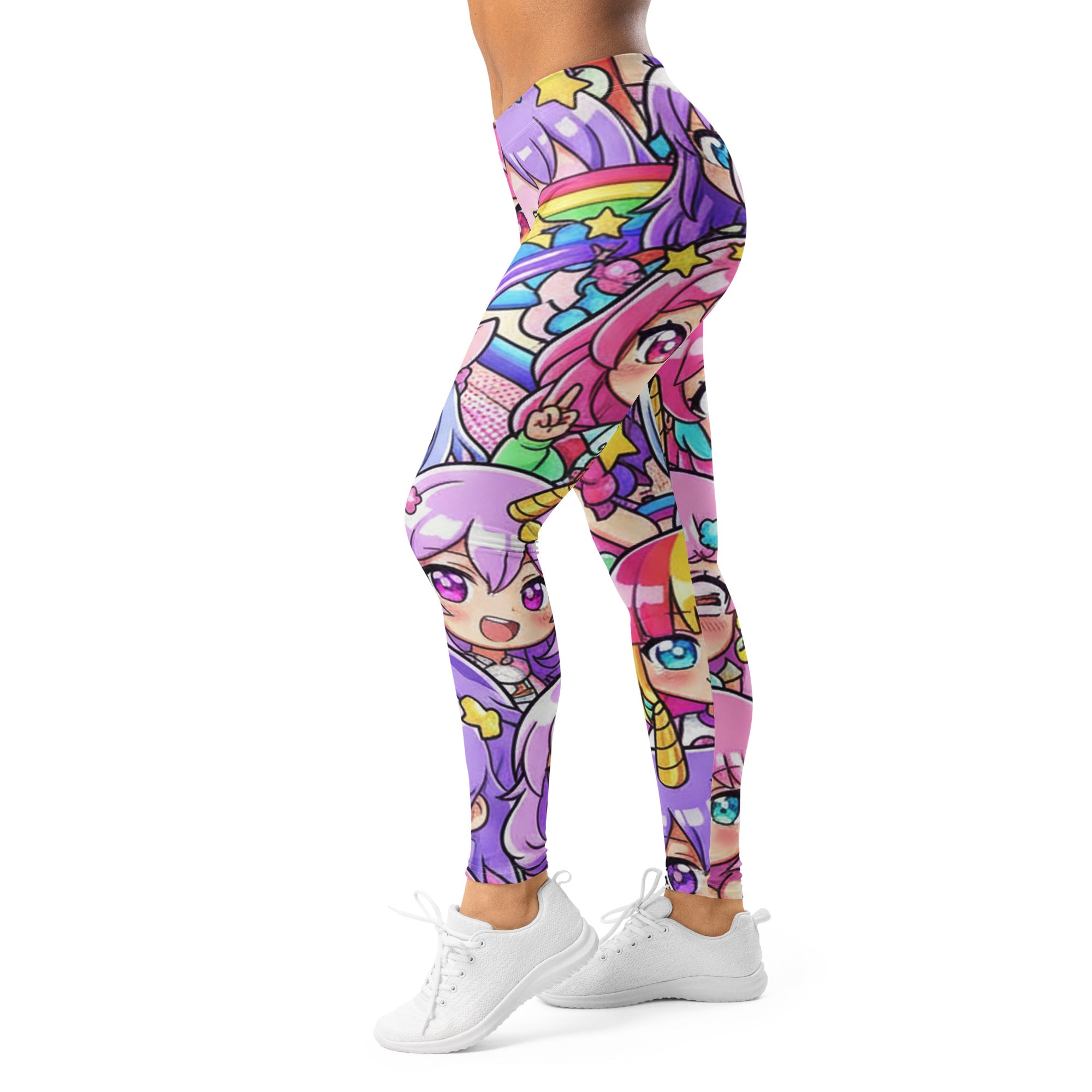Women's rainbow unicorn printed leggings front view