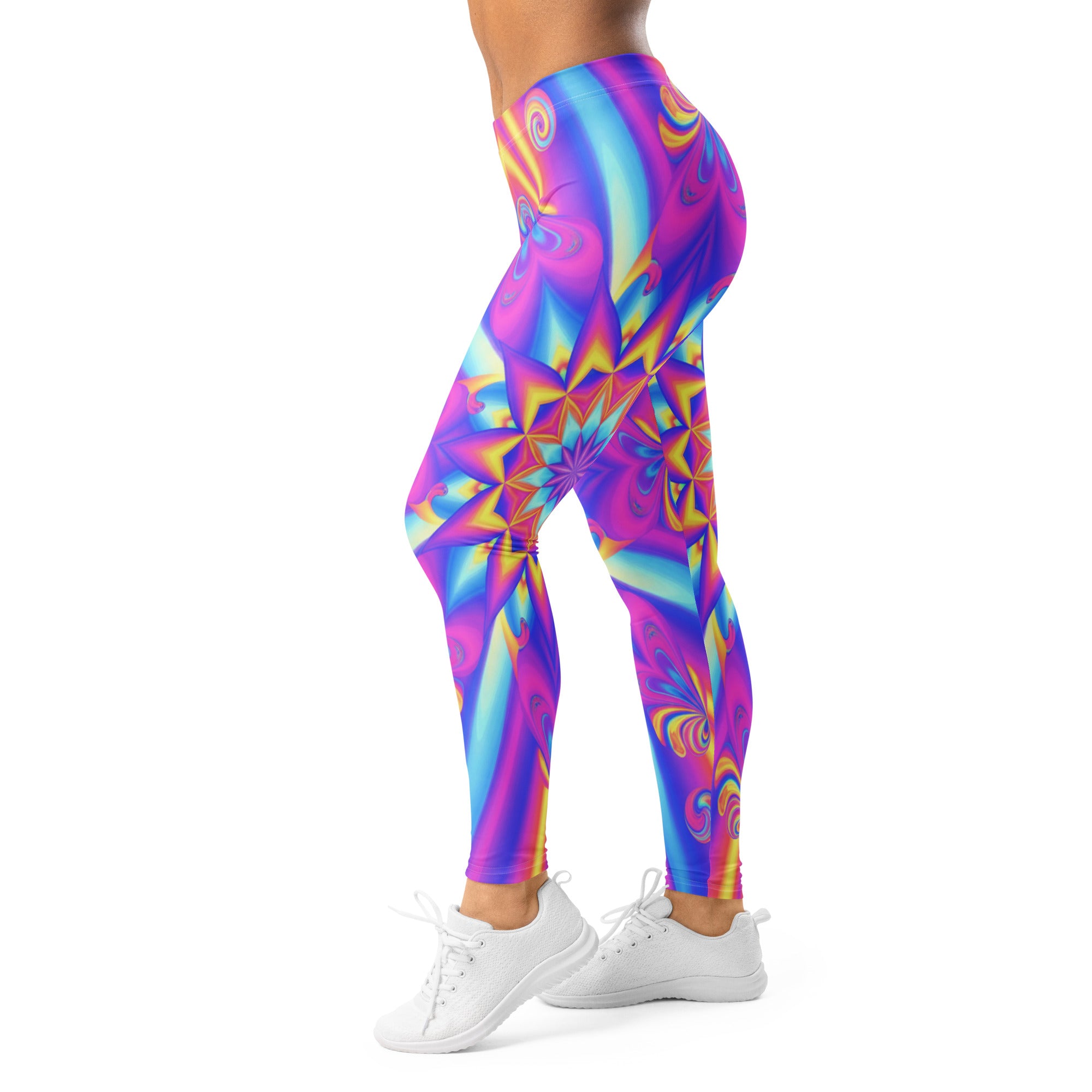 Women's psychedelic candy rave leggings front view