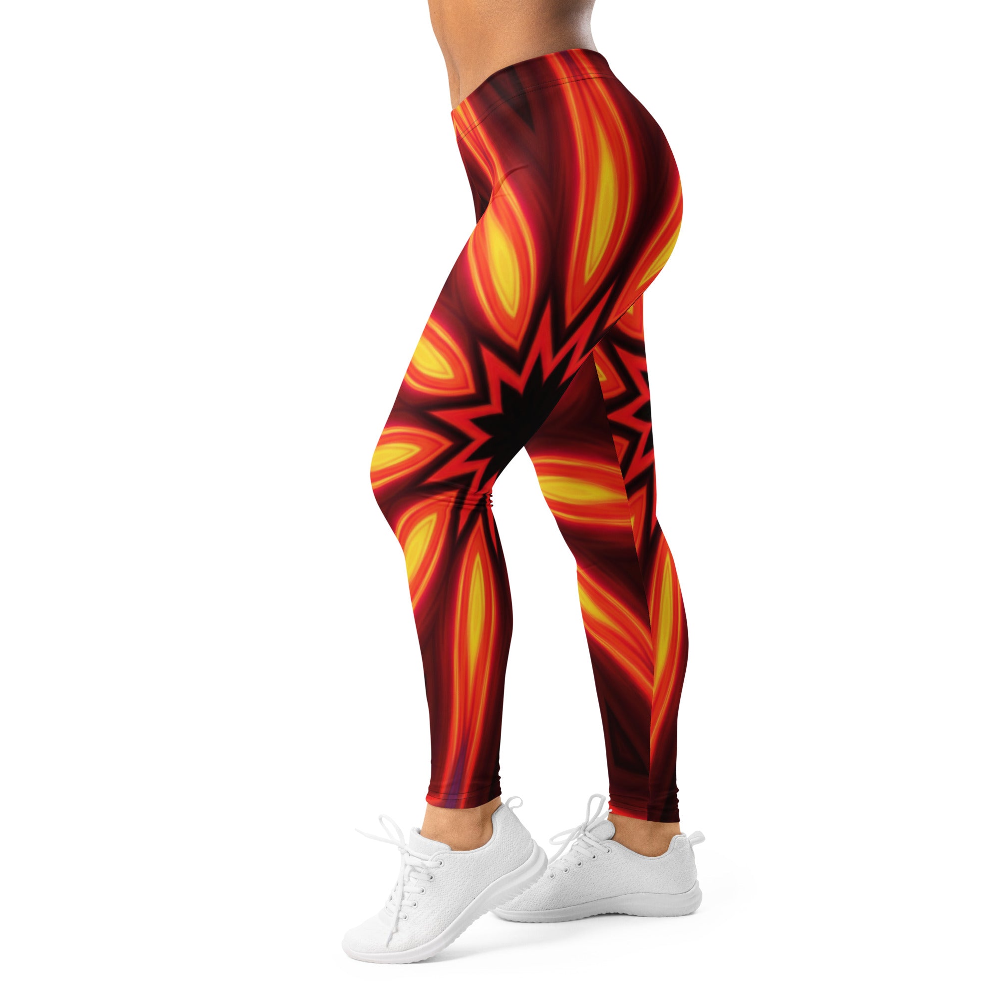 Women's psychedelic infrared printed leggings front view