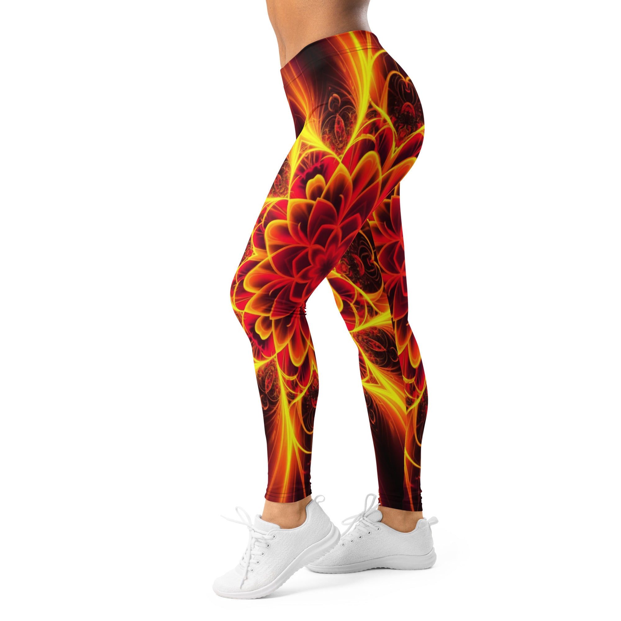 Women's psychedelic magma core printed leggings front view