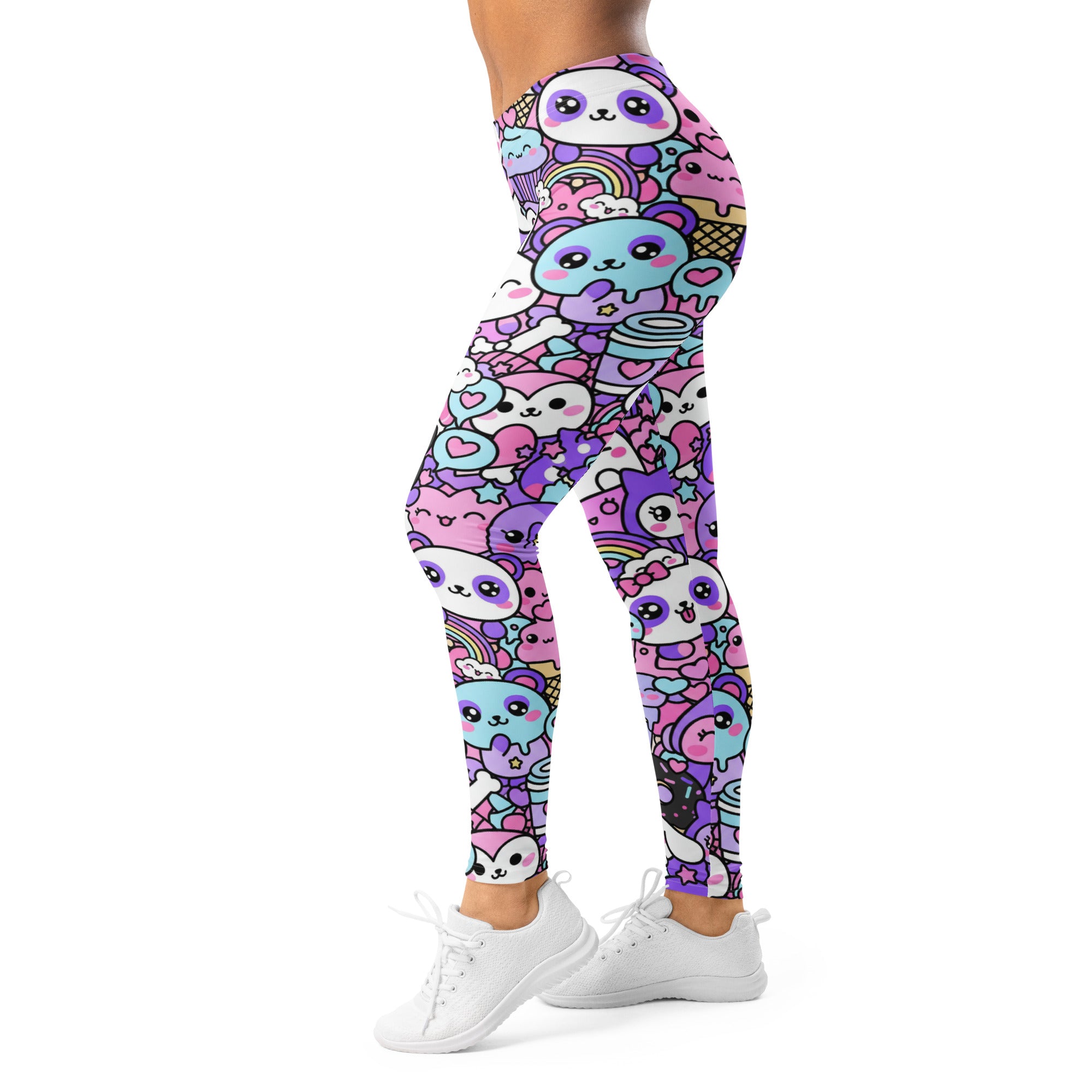 Women's kawaii pastel goth printed leggings front view