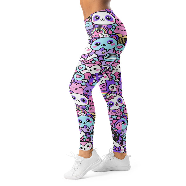 Women's kawaii pastel goth printed leggings front view